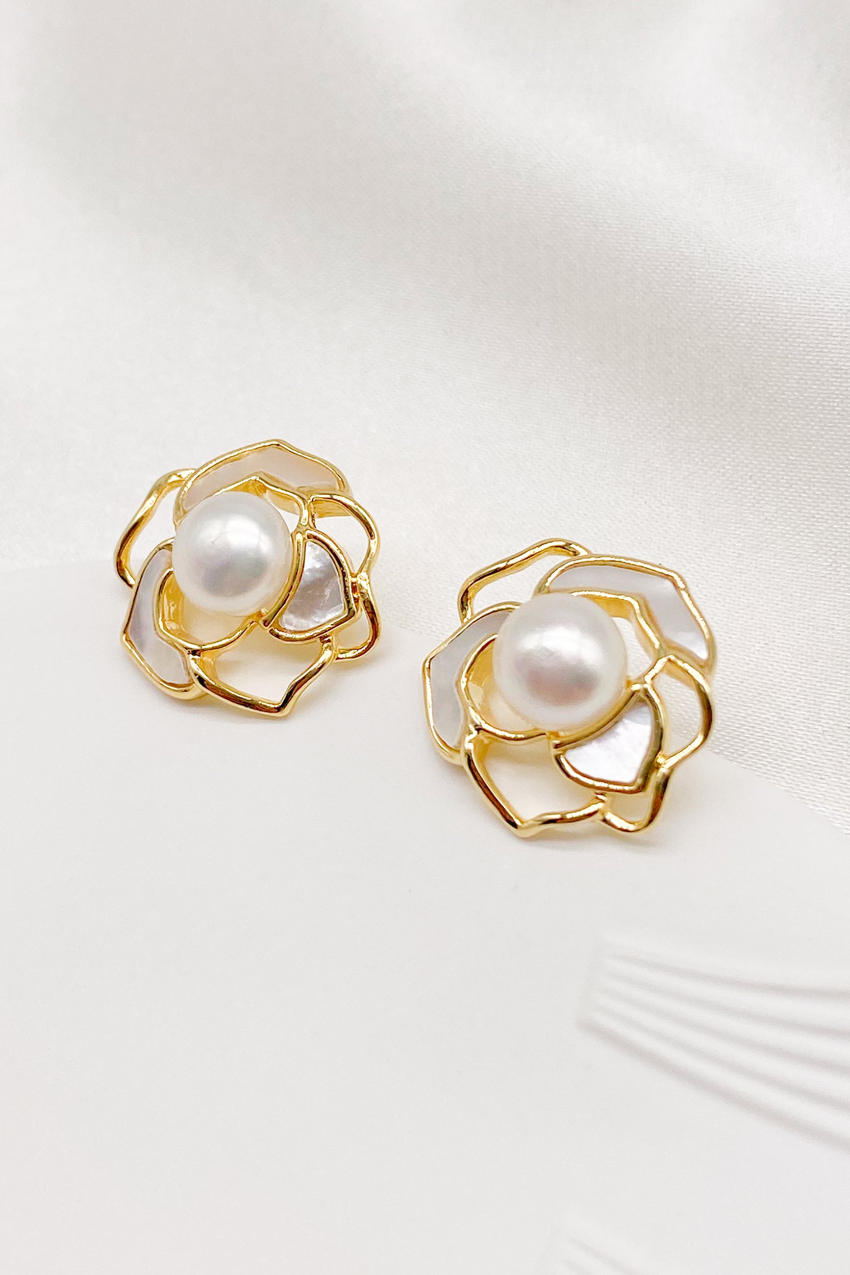 Florence Mother of Pearl Rose Earrings