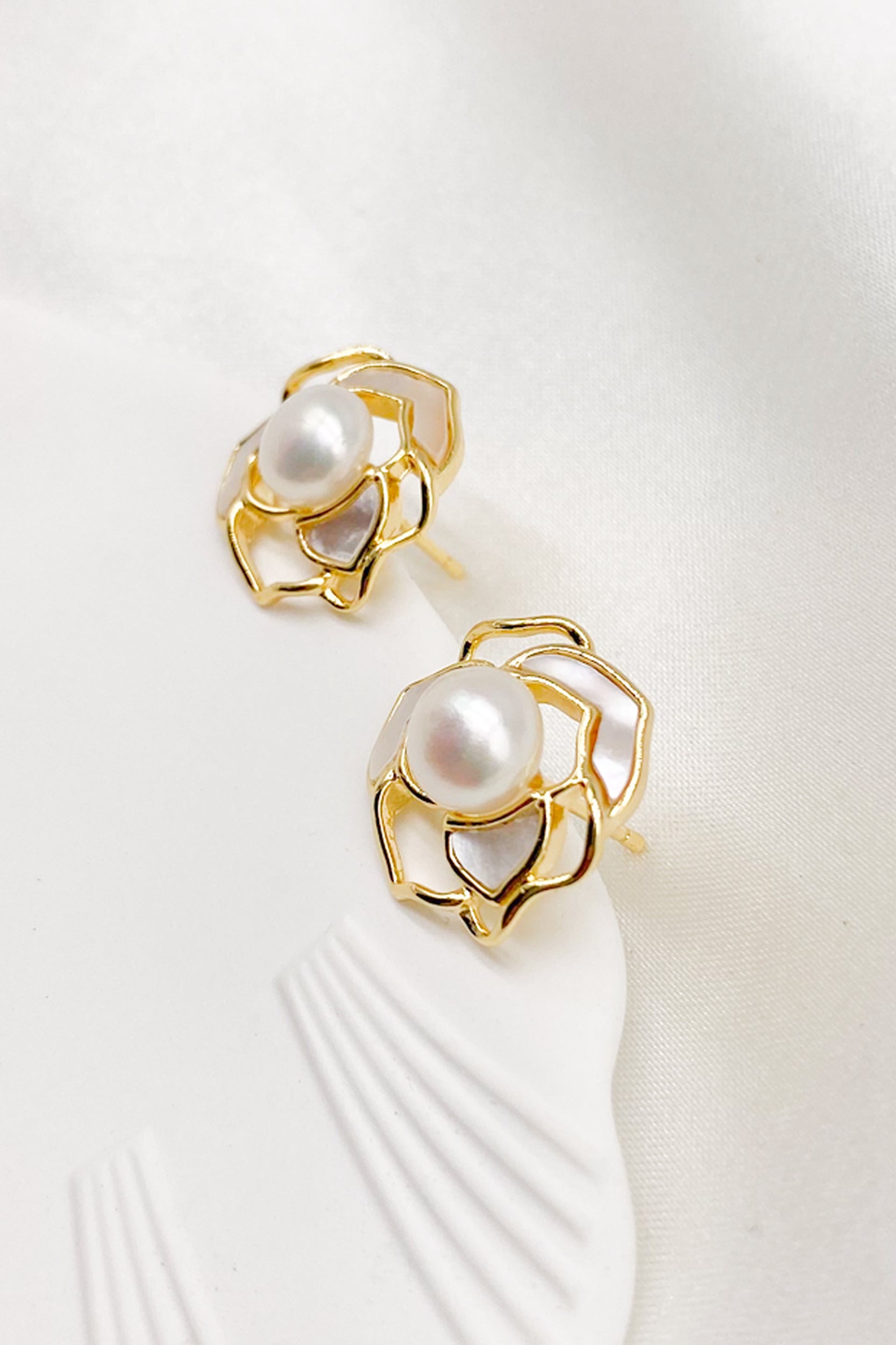 Florence Mother of Pearl Rose Earrings