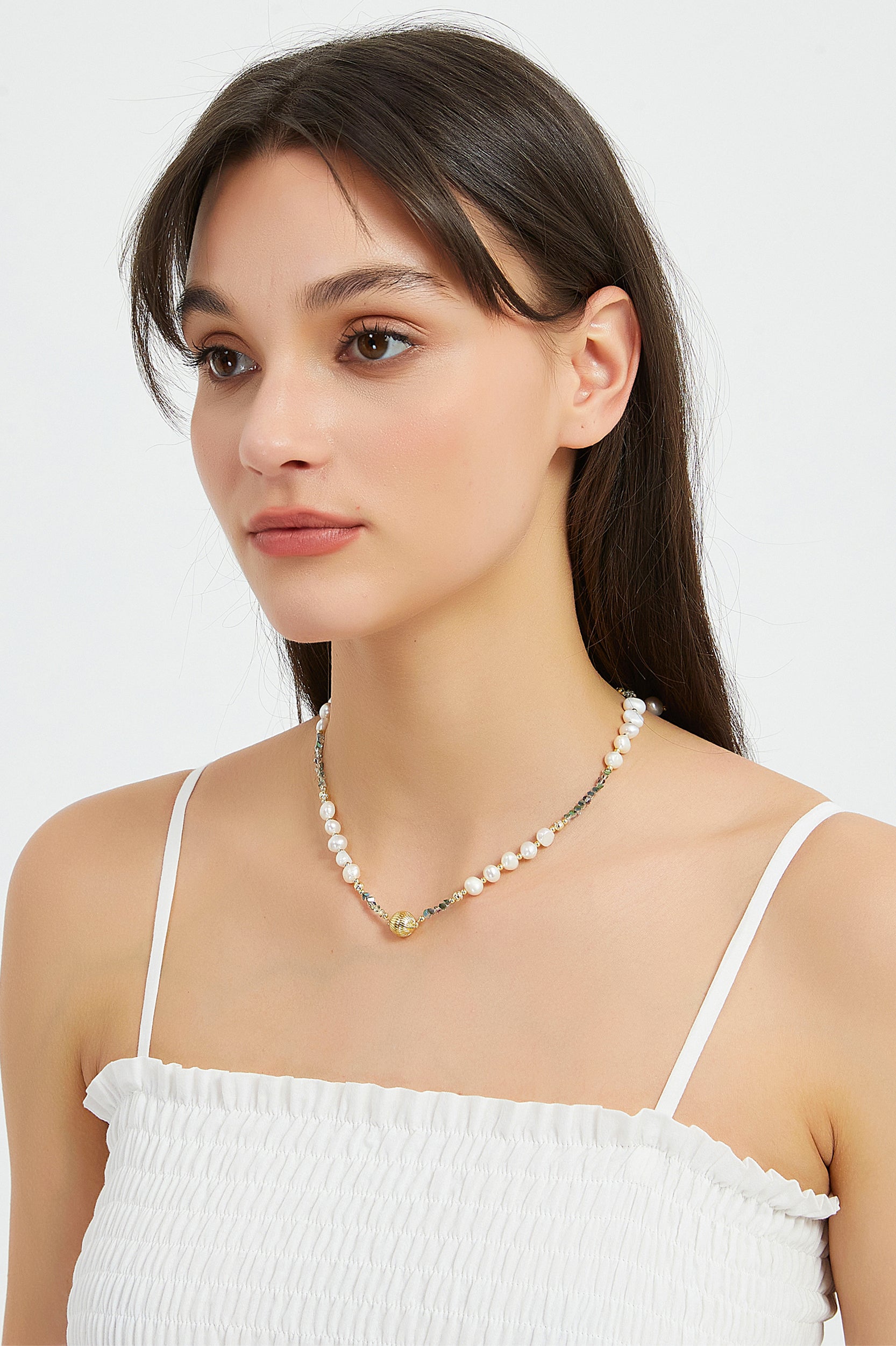 Grace Blue Crystal Freshwater Pearl Necklace