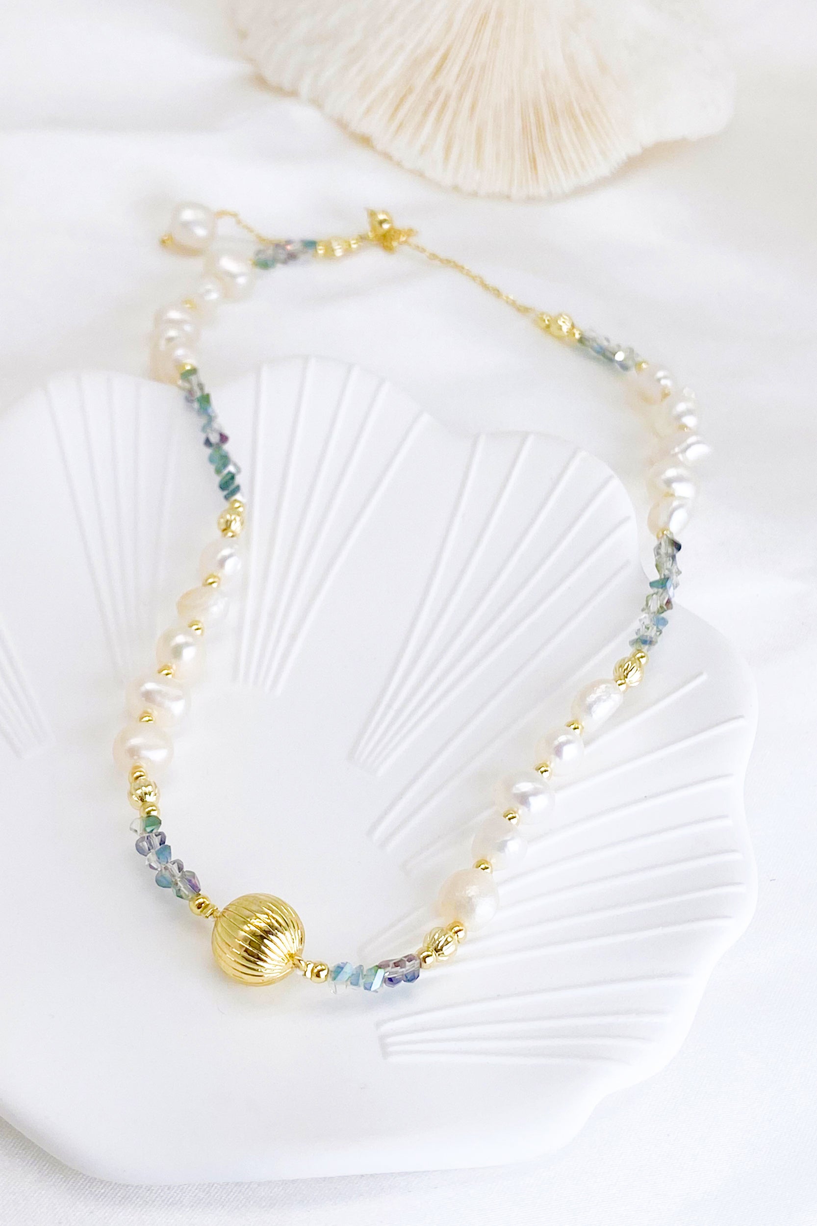 Grace Blue Crystal Freshwater Pearl Necklace