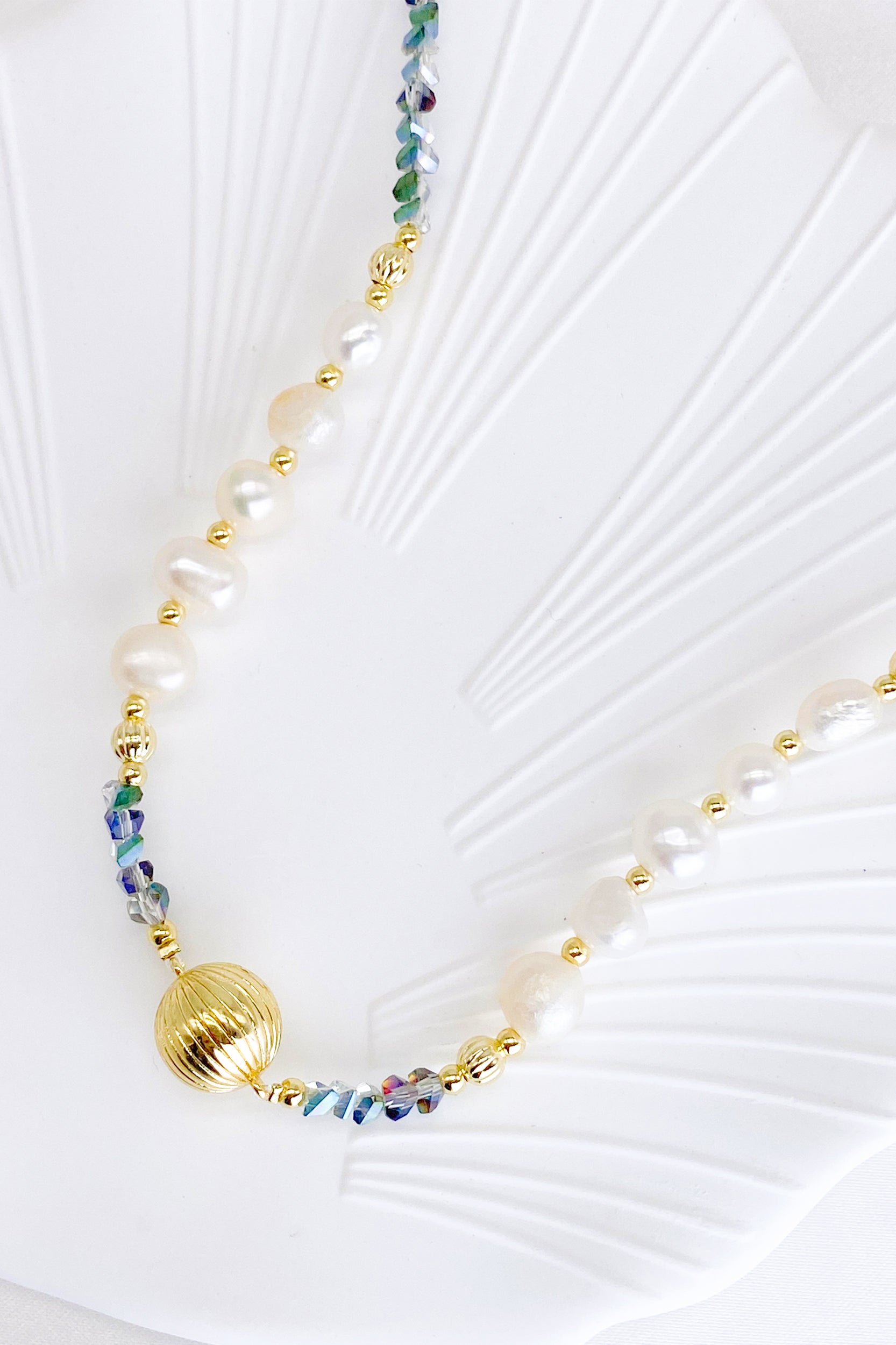 Grace Blue Crystal Freshwater Pearl Necklace