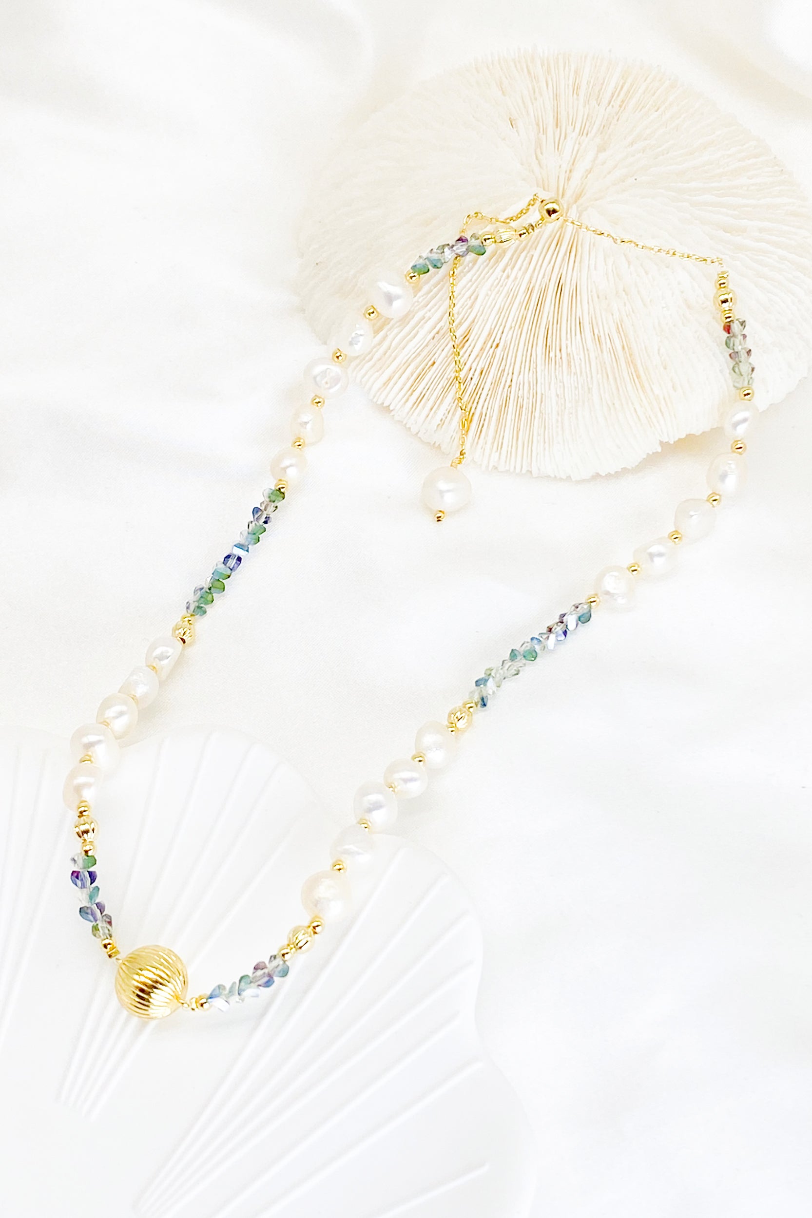 Grace Blue Crystal Freshwater Pearl Necklace