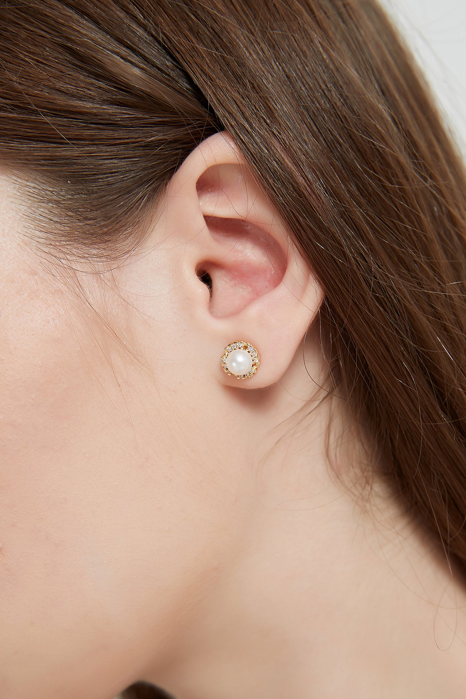 Grace Freshwater Pearl Cubic Zirconia Halo Stud Earrings