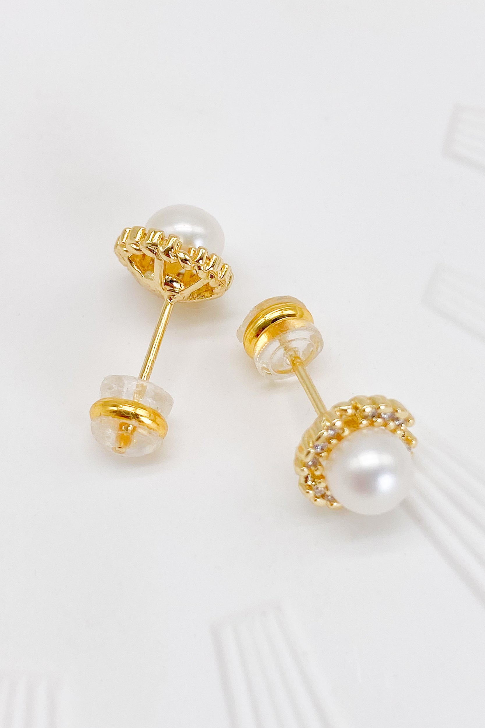 Grace Freshwater Pearl Cubic Zirconia Halo Stud Earrings