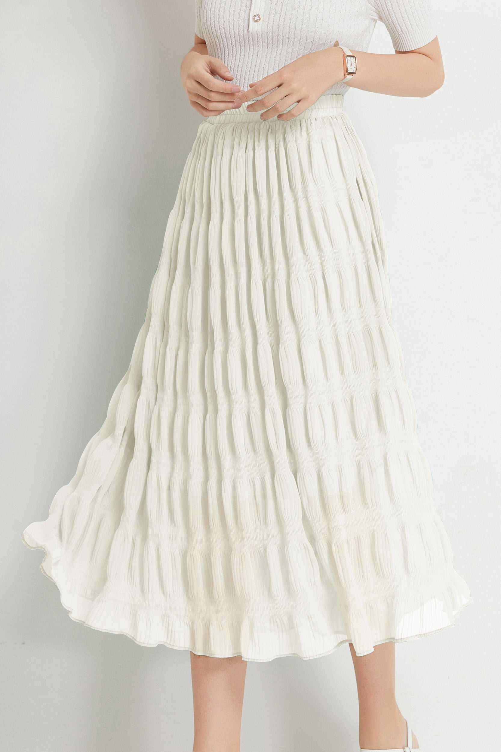 SKYEGracieA-lineMidiSkirtWhite2