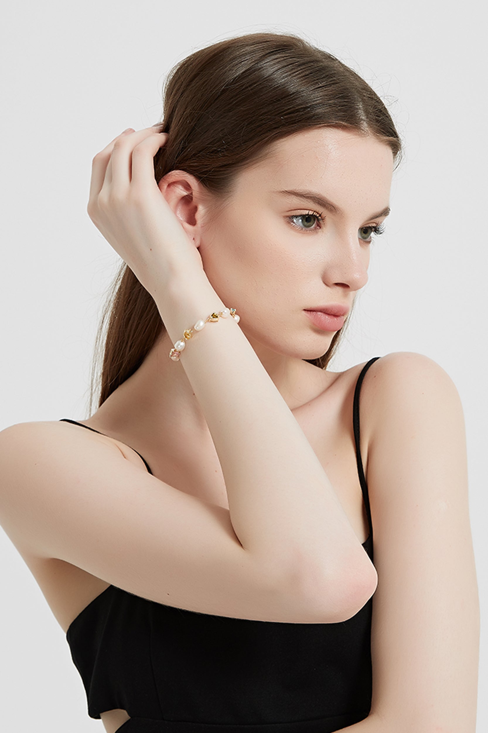 Isadora 18K Gold-Filled Multi-Color Gemstones Pearl Bracelet