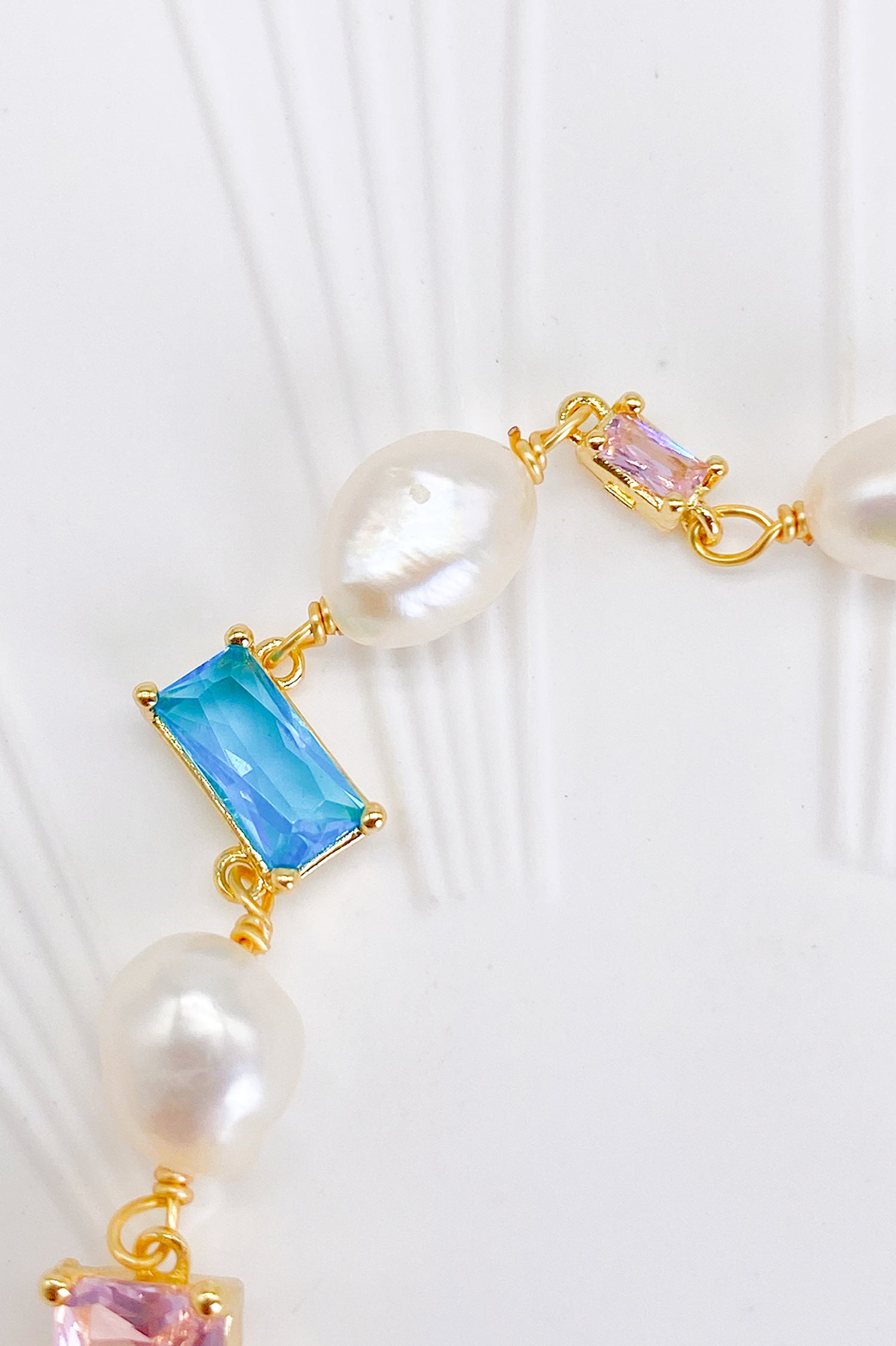Isadora 18K Gold-Filled Multi-Color Gemstones Pearl Bracelet