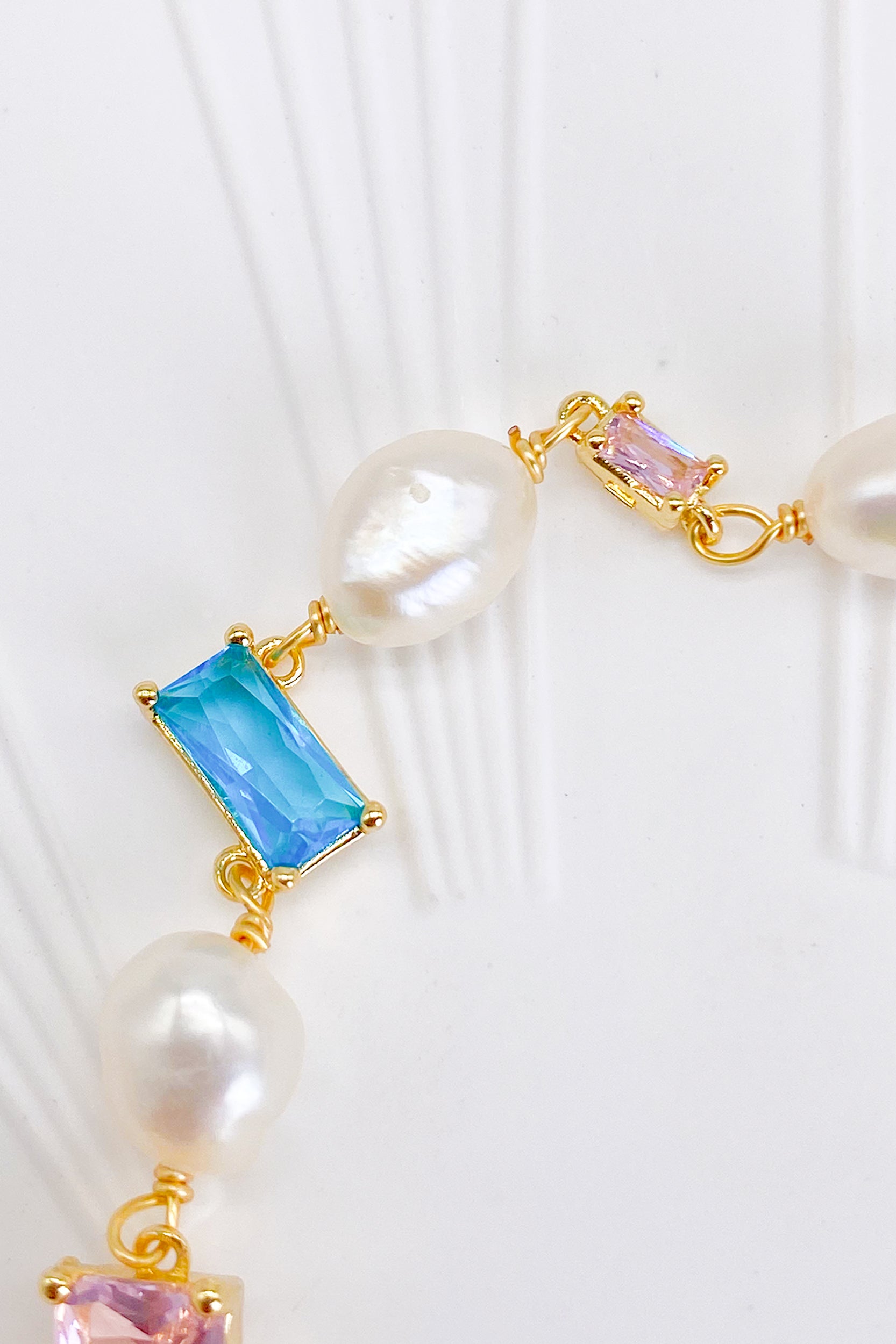 Isadora 18K Gold-Filled Multi-Color Gemstones Pearl Bracelet