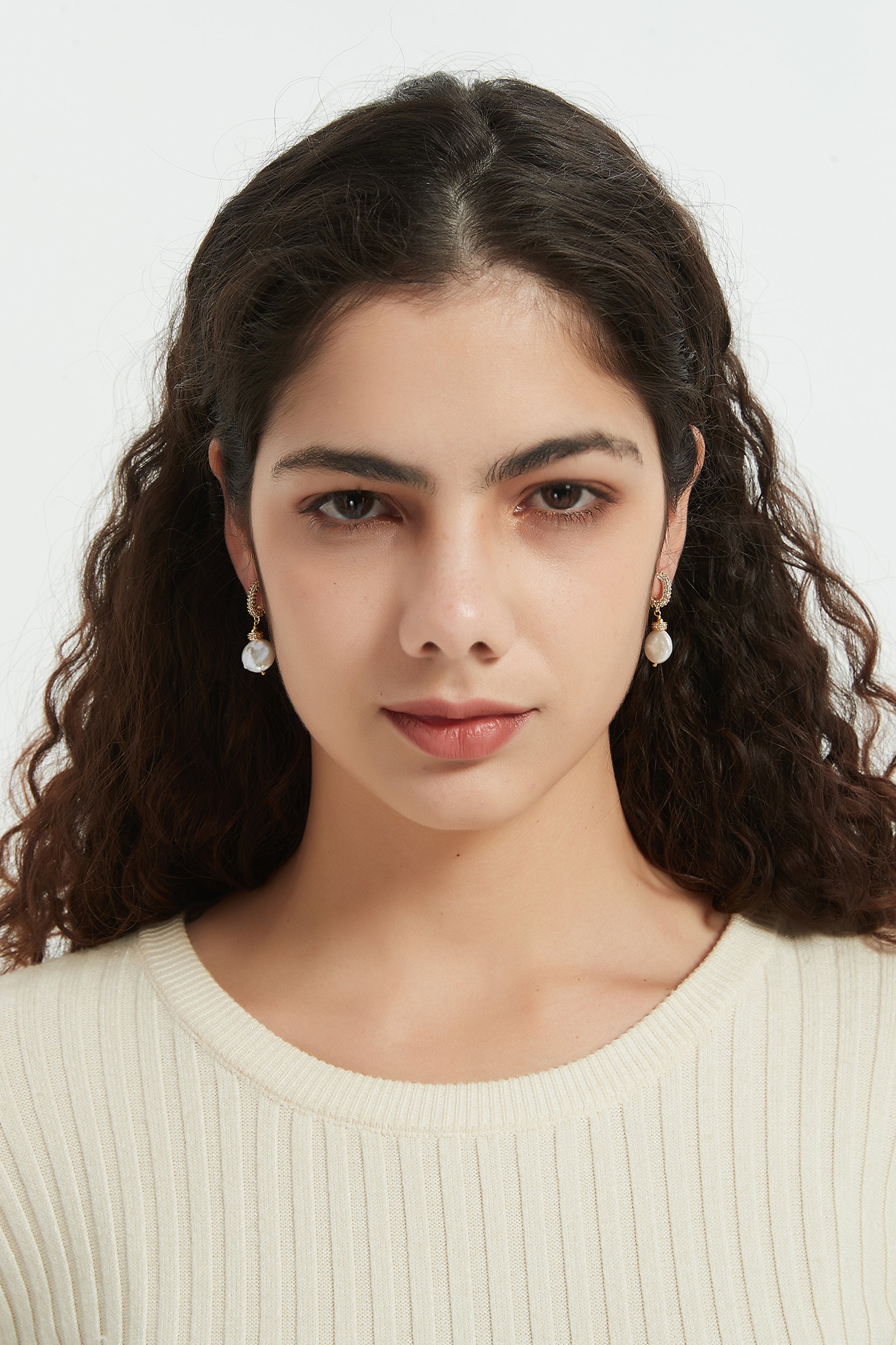 Ivy Pave Rhinestone Pearl Drop Earrings
