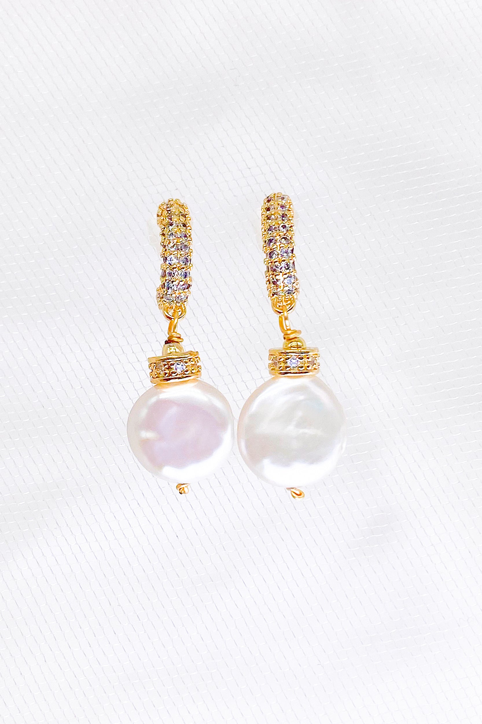 Ivy Pave Rhinestone Pearl Drop Earrings