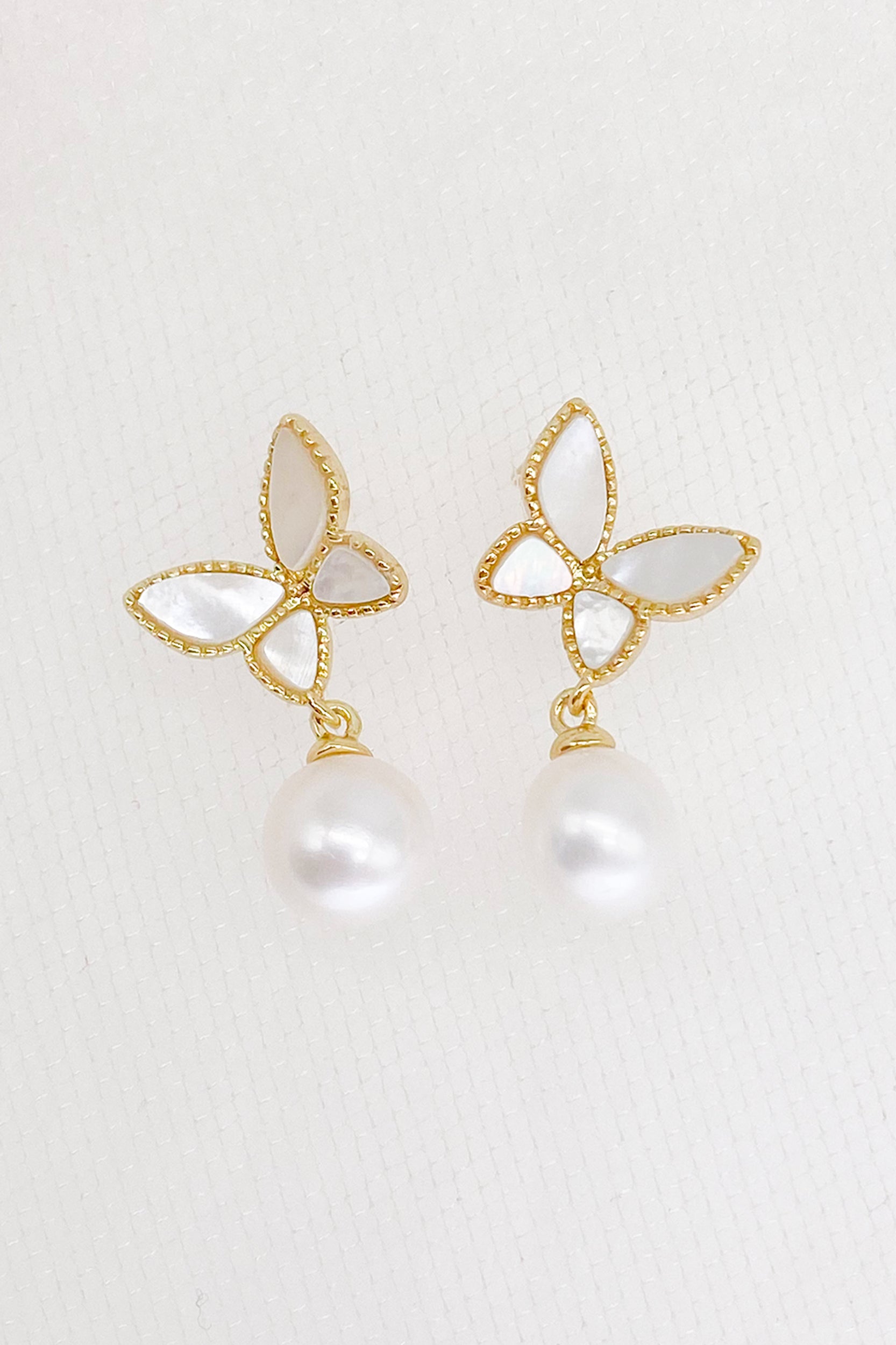 Jennifer Mother of Pearl Butterfly Drop Earrings