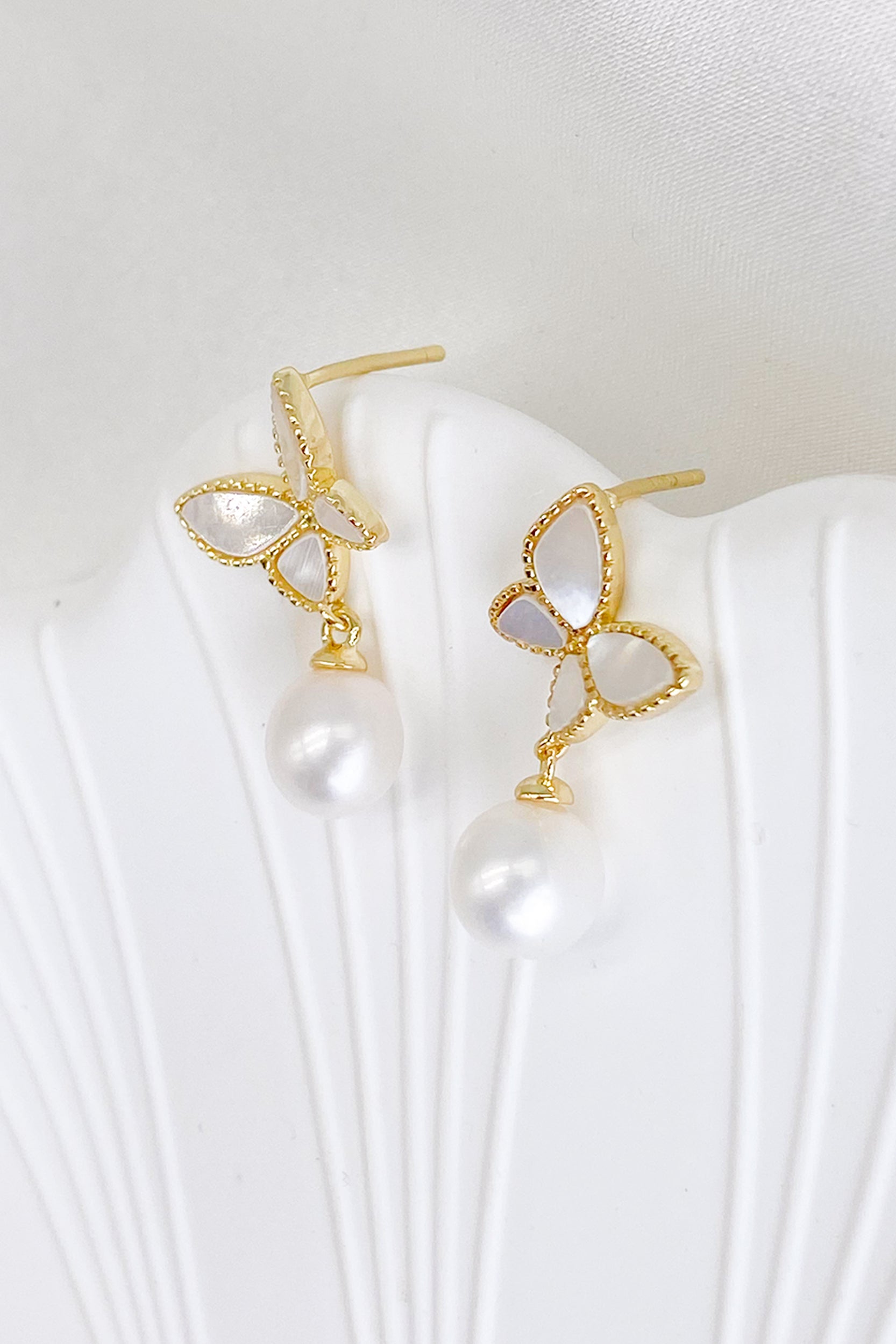 Jennifer Mother of Pearl Butterfly Drop Earrings
