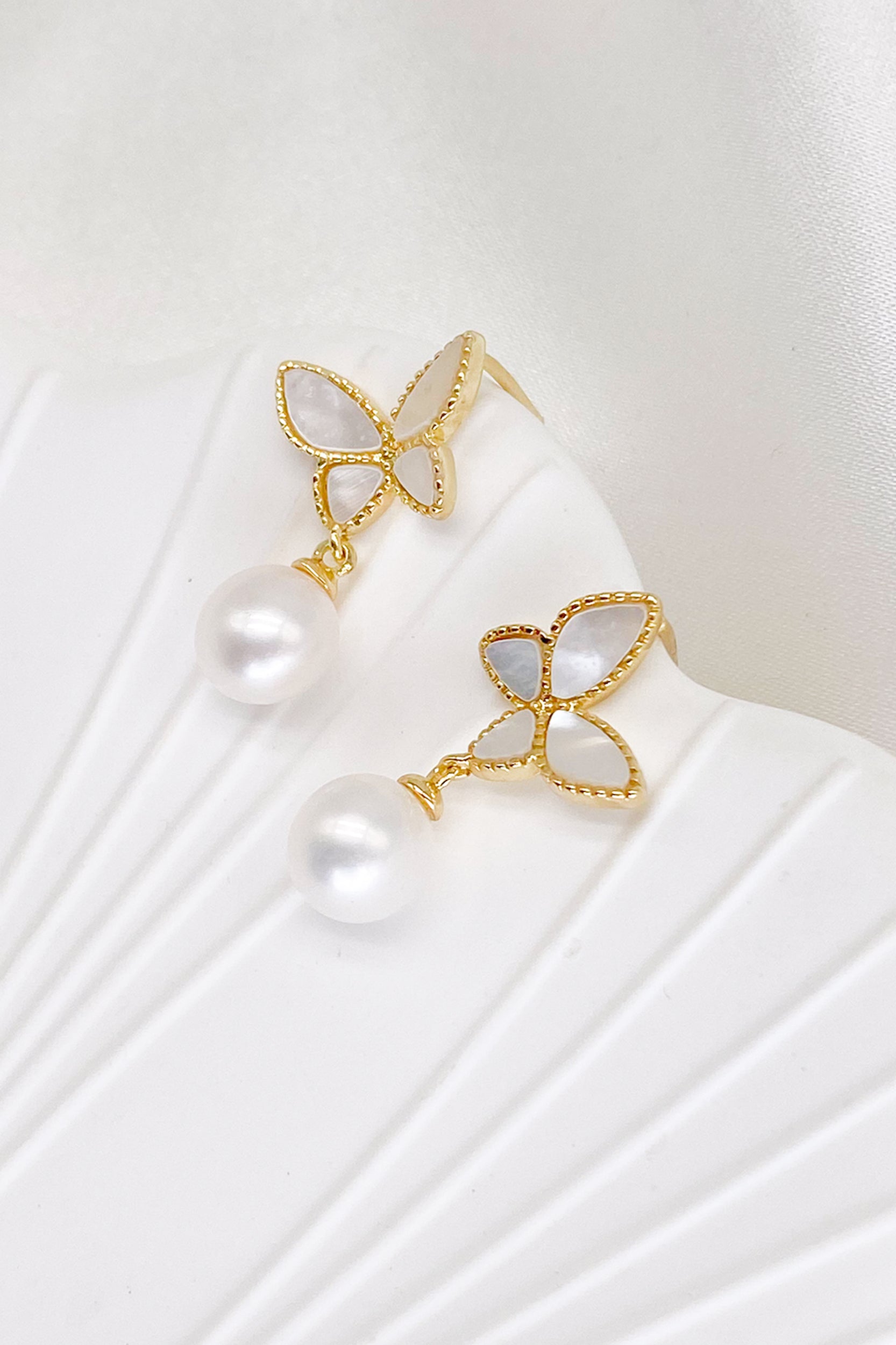 Jennifer Mother of Pearl Butterfly Drop Earrings