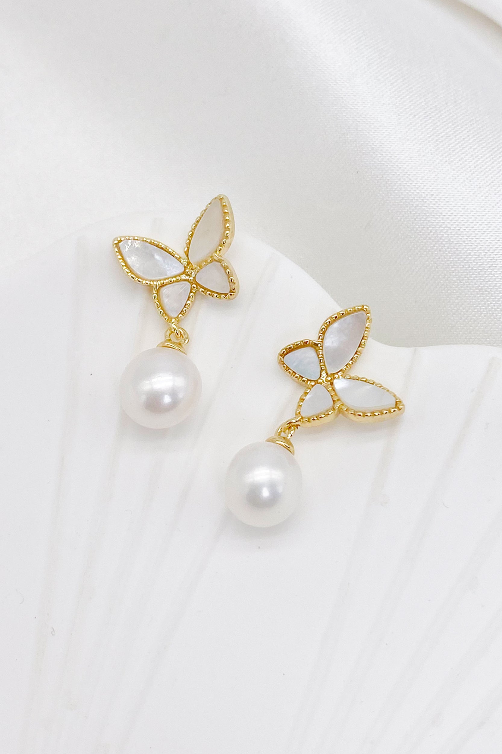 Jennifer Mother of Pearl Butterfly Drop Earrings