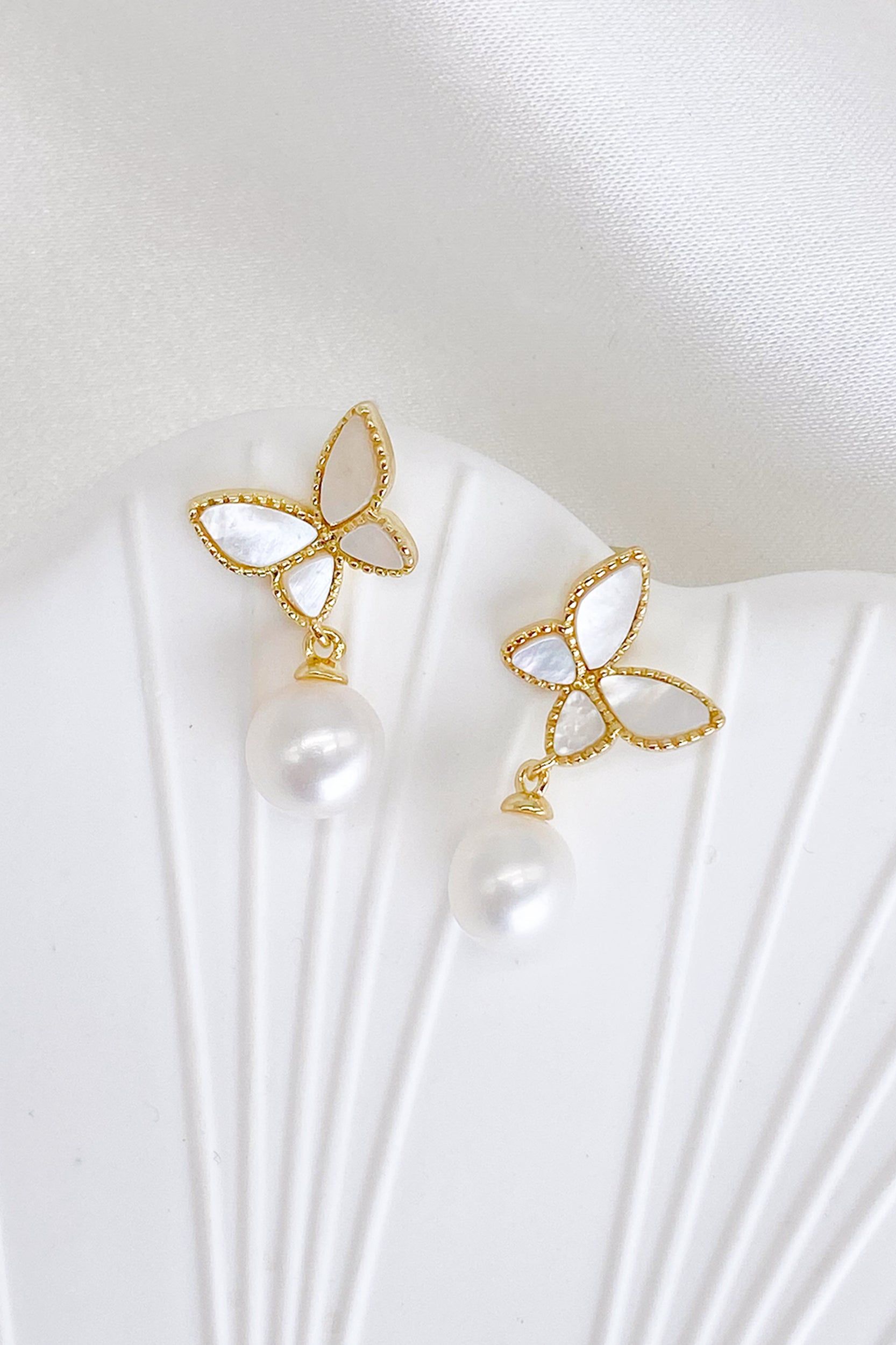 Jennifer Mother of Pearl Butterfly Drop Earrings