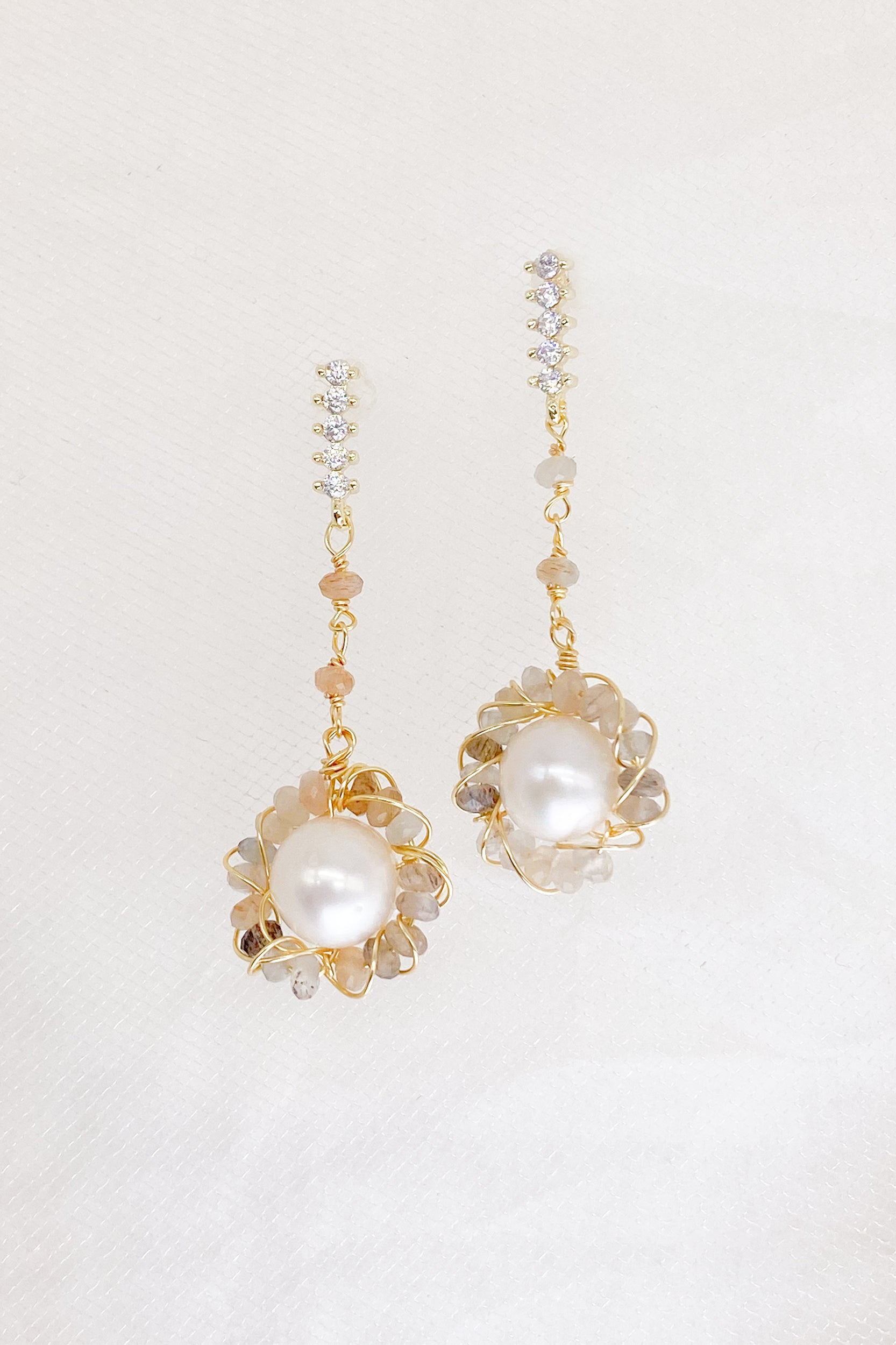 Jilian Natural Stone Pearl Drop Earrings