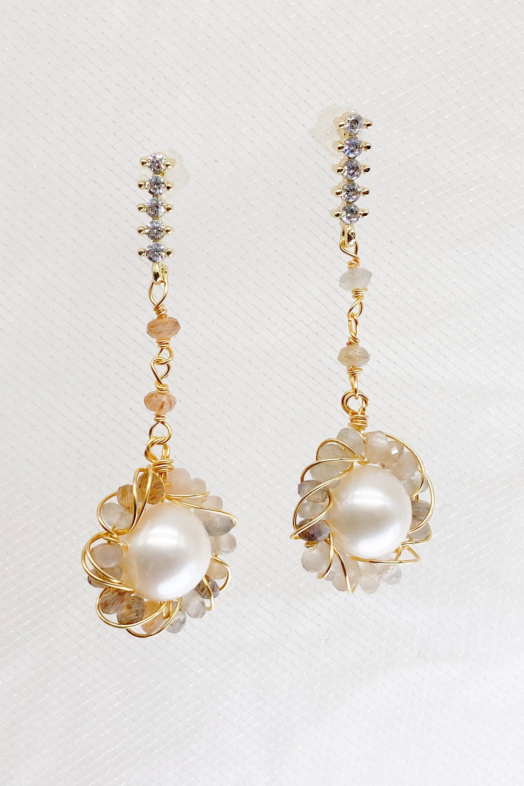 Jilian Natural Stone Pearl Drop Earrings