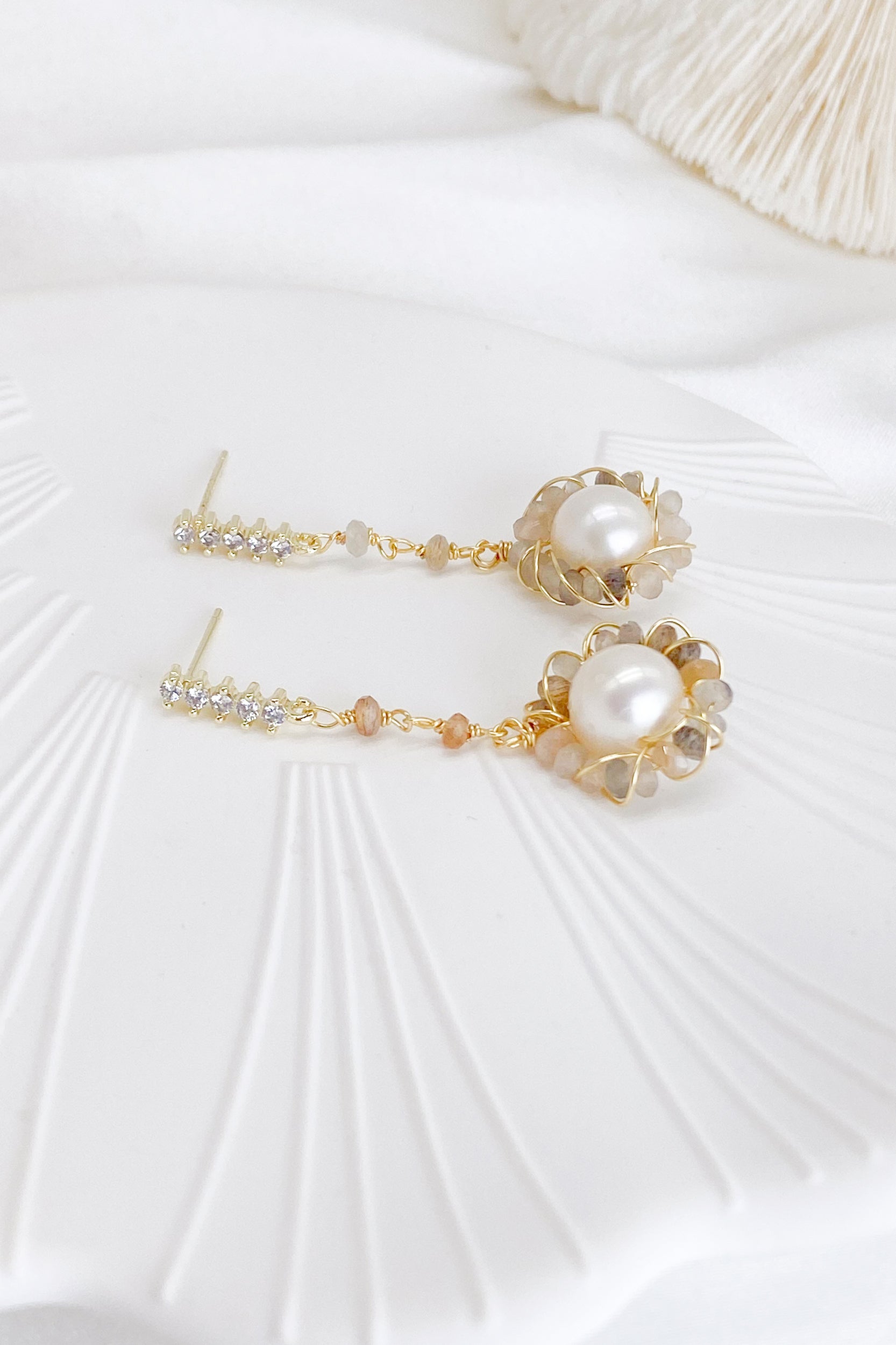 Jilian Natural Stone Pearl Drop Earrings