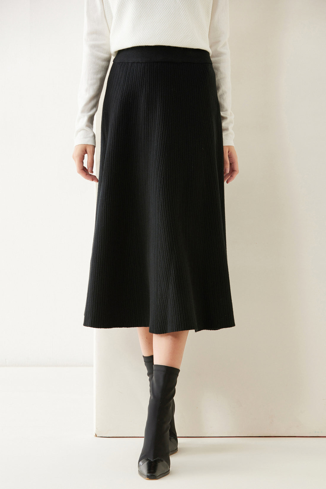 Juno A-line Stretch Knit Midi Skirt