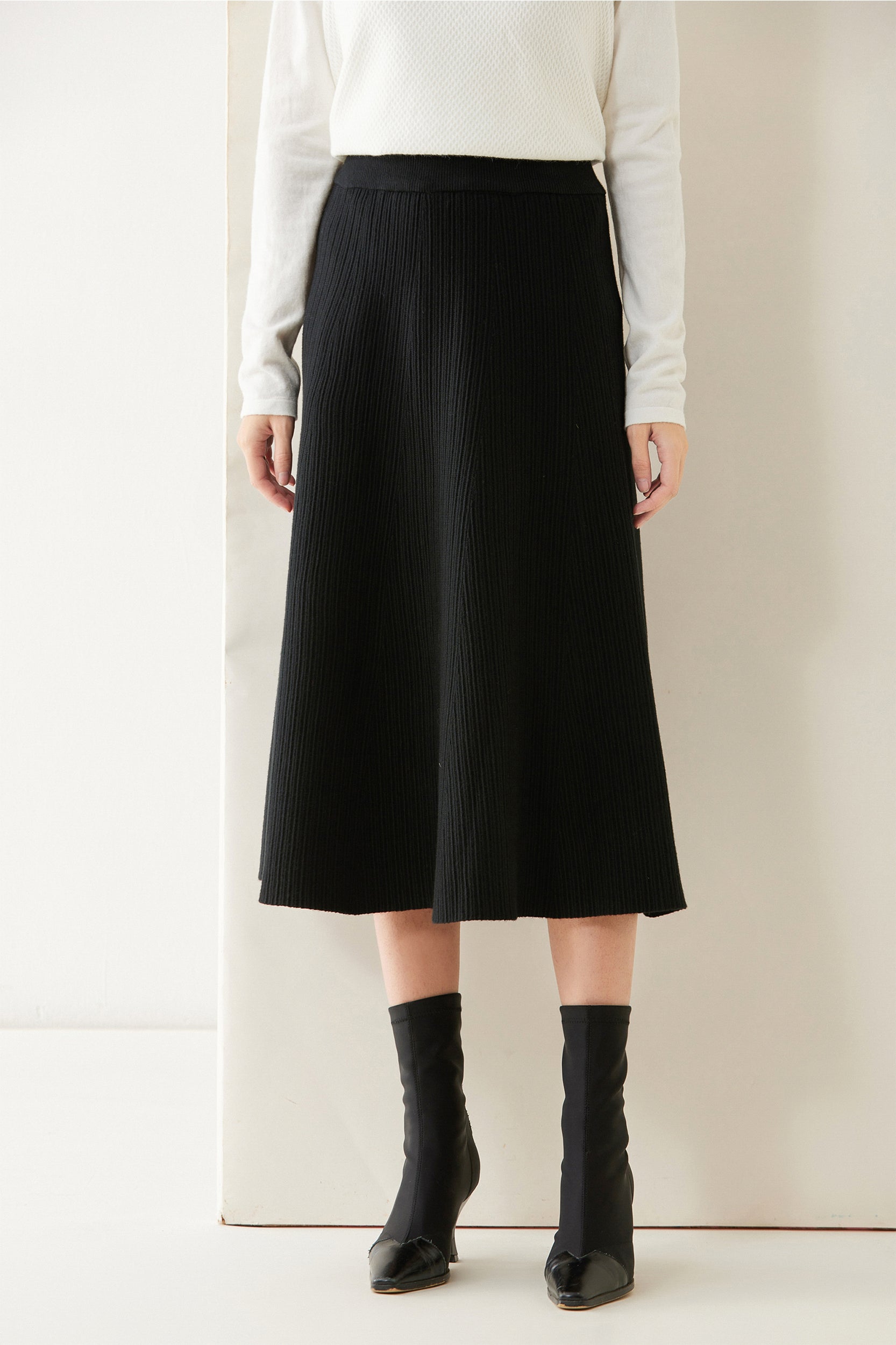 Juno A-line Stretch Knit Midi Skirt