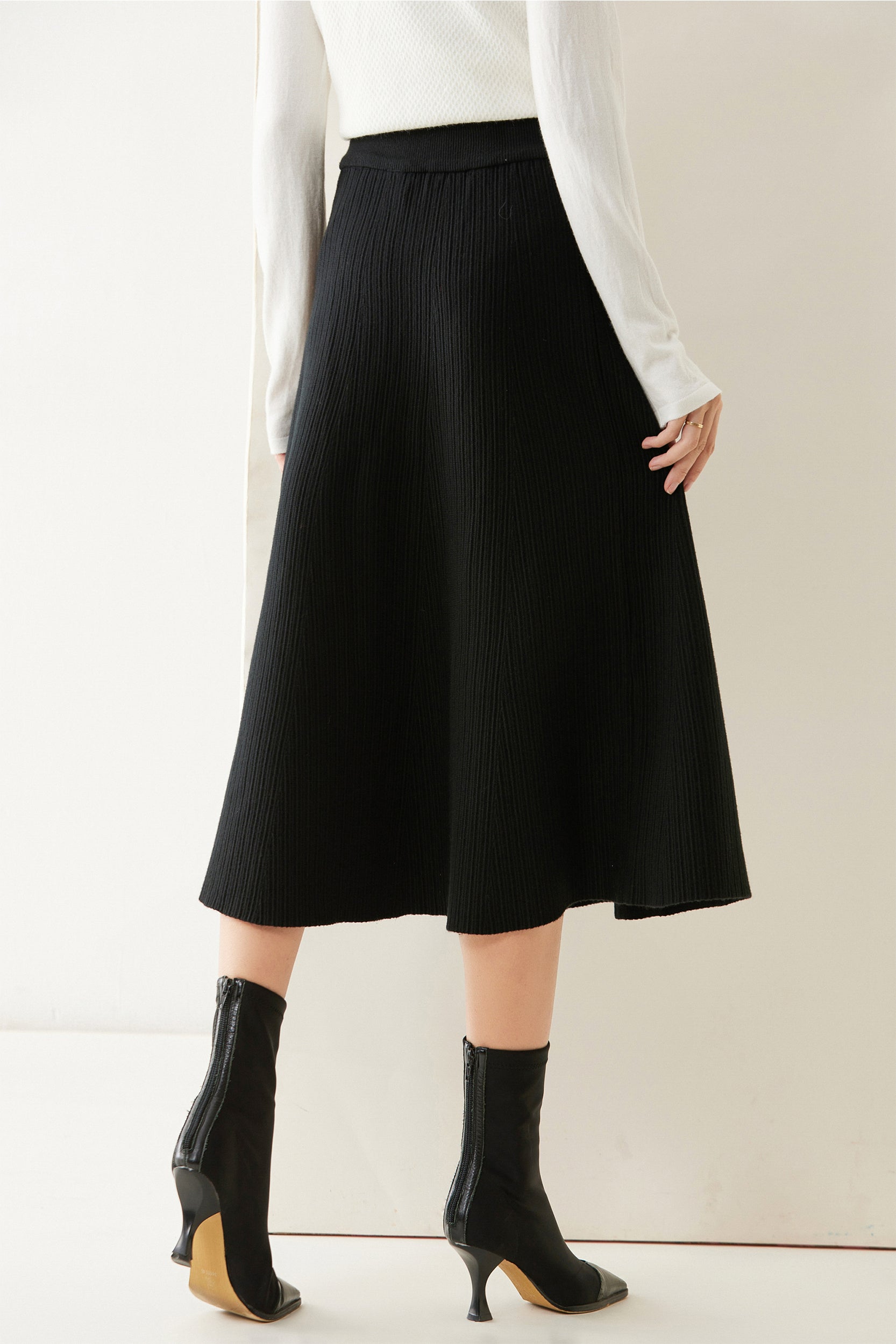 Juno A-line Stretch Knit Midi Skirt