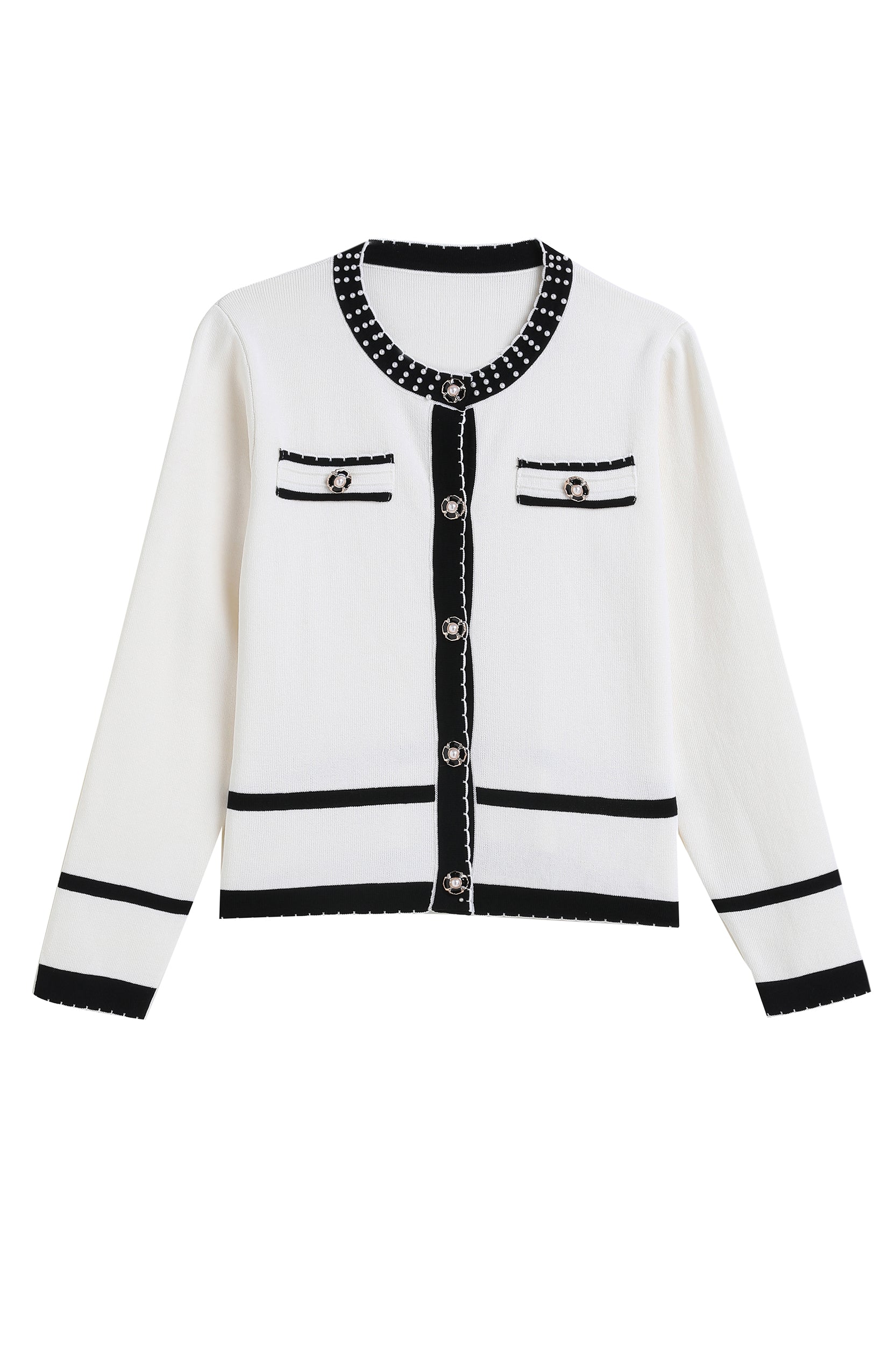 SKYEKeylaContrastTrimStretchKnitCardigan_0