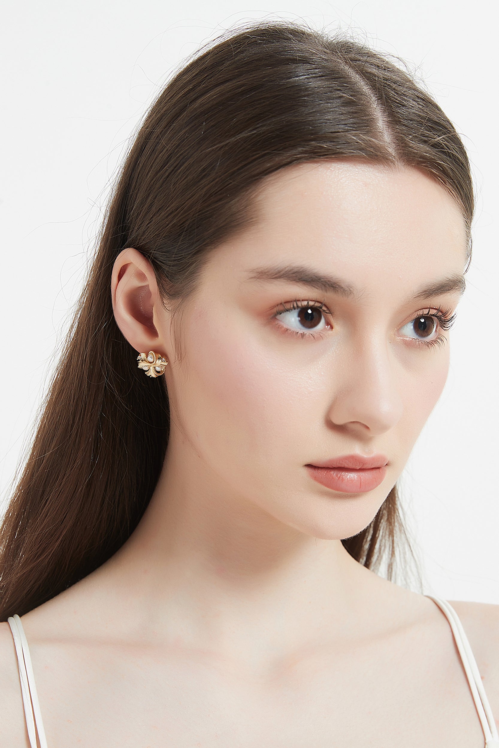 Lathika Gold Pearl Knot Stud Earrings