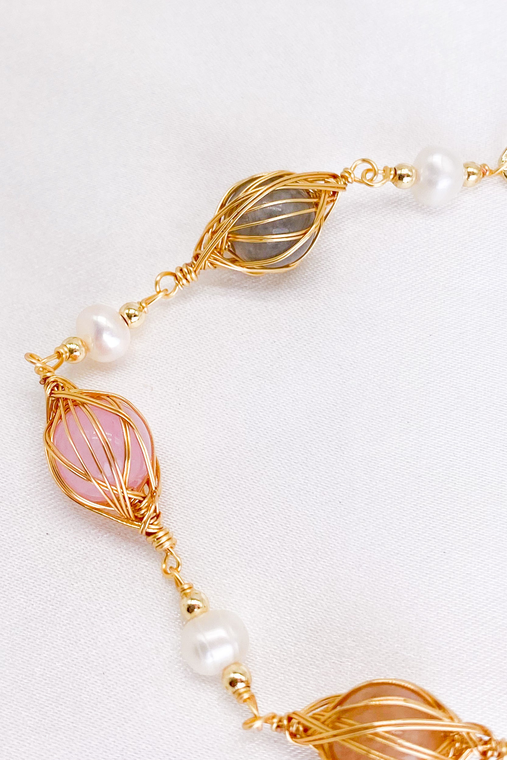 Malina Multi-Color Stones Pearl Bracelet