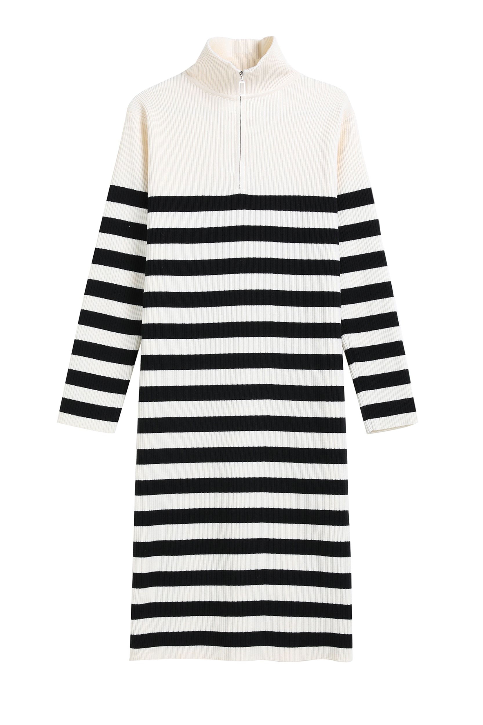 SKYEMicaelaQuarterZipStripedKnitSweaterDressWhite_8