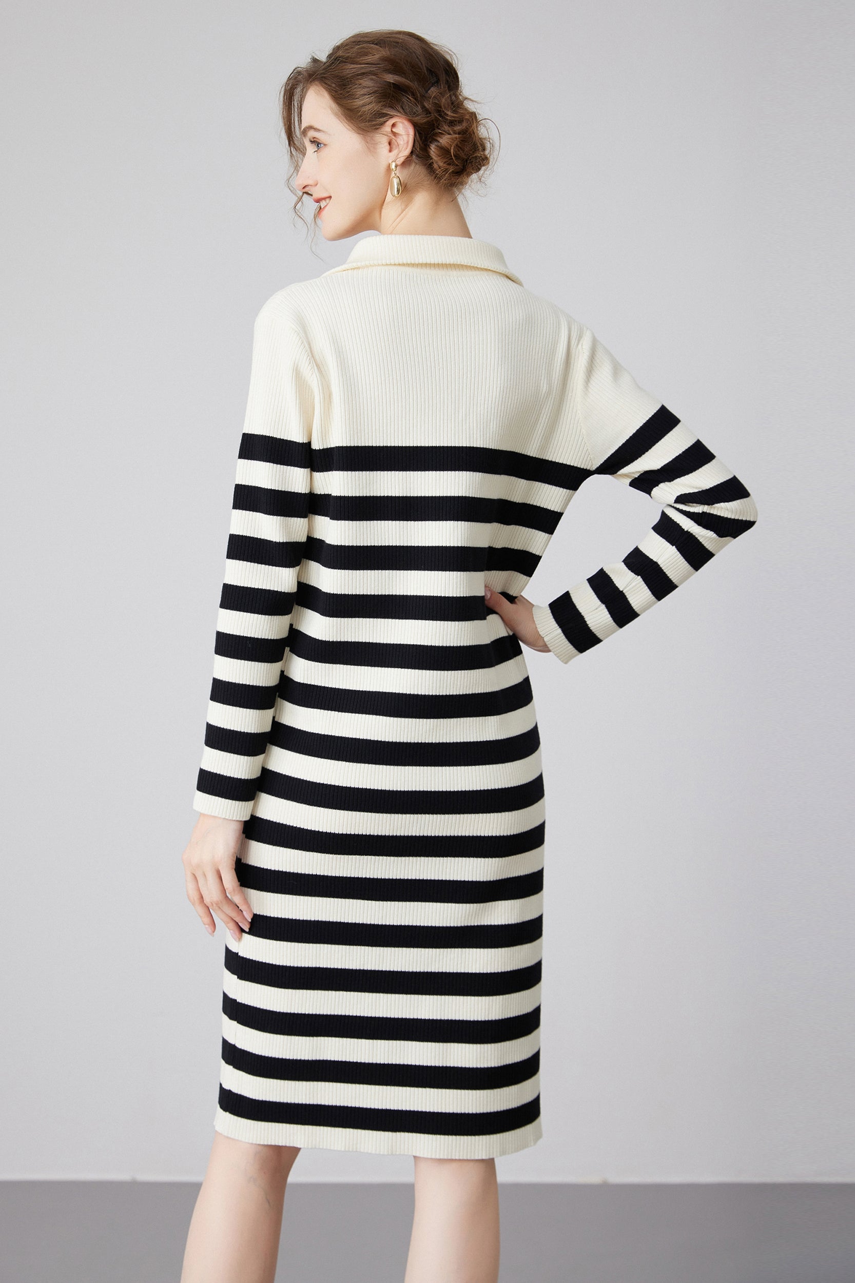 SKYEMicaelaQuarterZipStripedKnitSweaterDressWhite_9