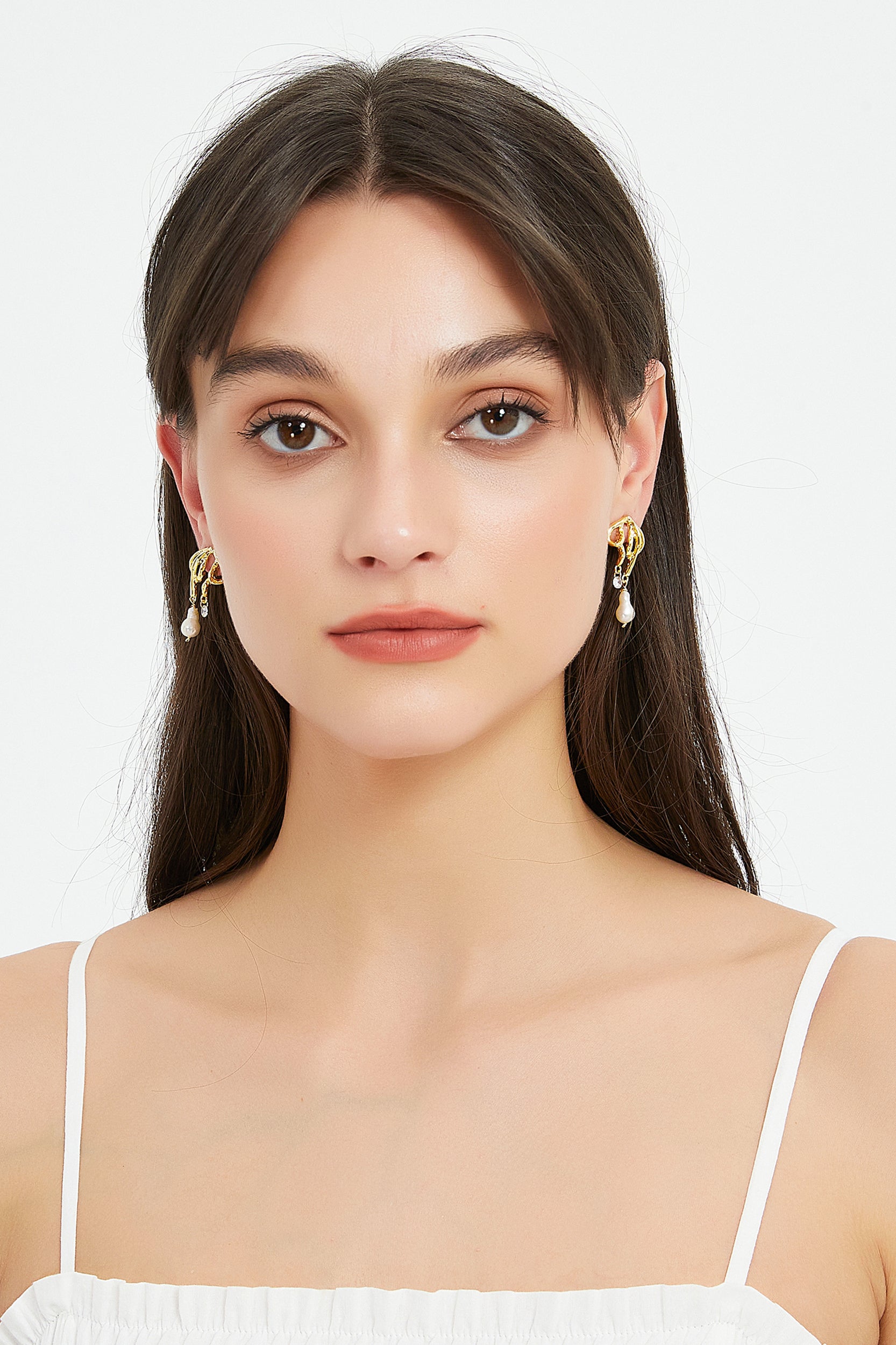 Naimh Freshwater Pearl Gold Bow Earrings
