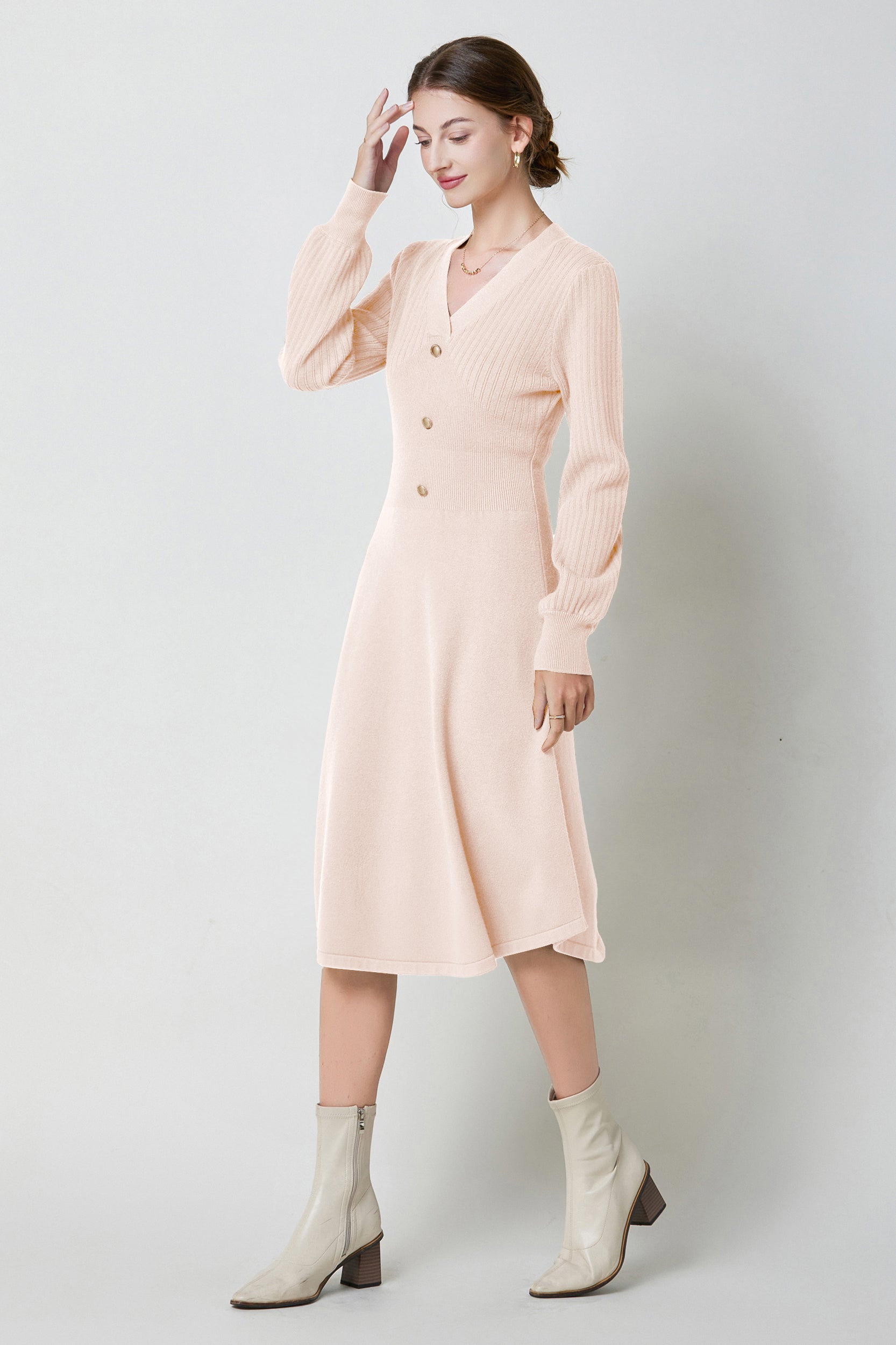    SKYENicolaV-neckPuffSleeveStretchKnitMidiDress_0015s_0021_Pink