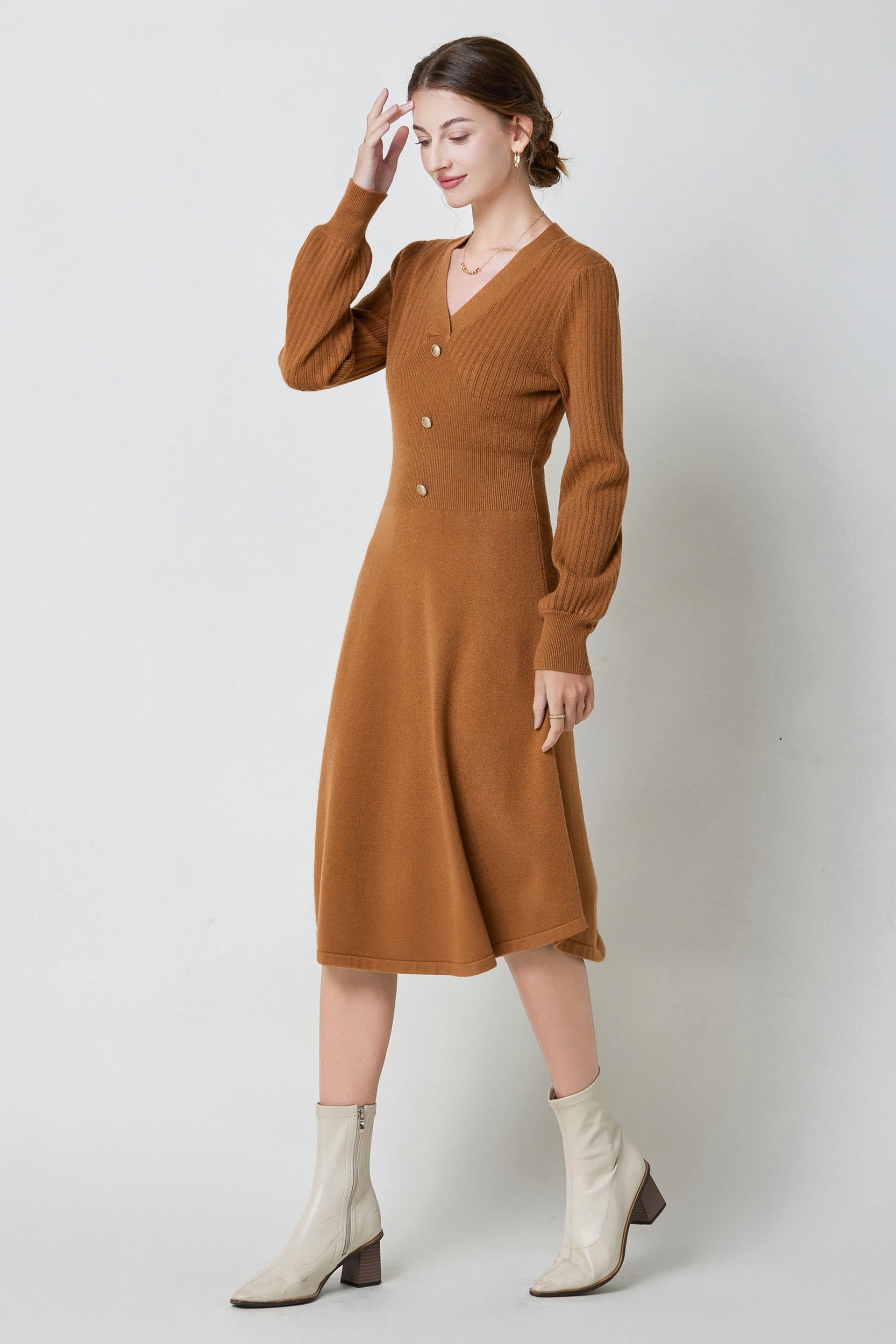 SKYENicolaV-neckPuffSleeveStretchKnitMidiDress_0015s_0022_Brown