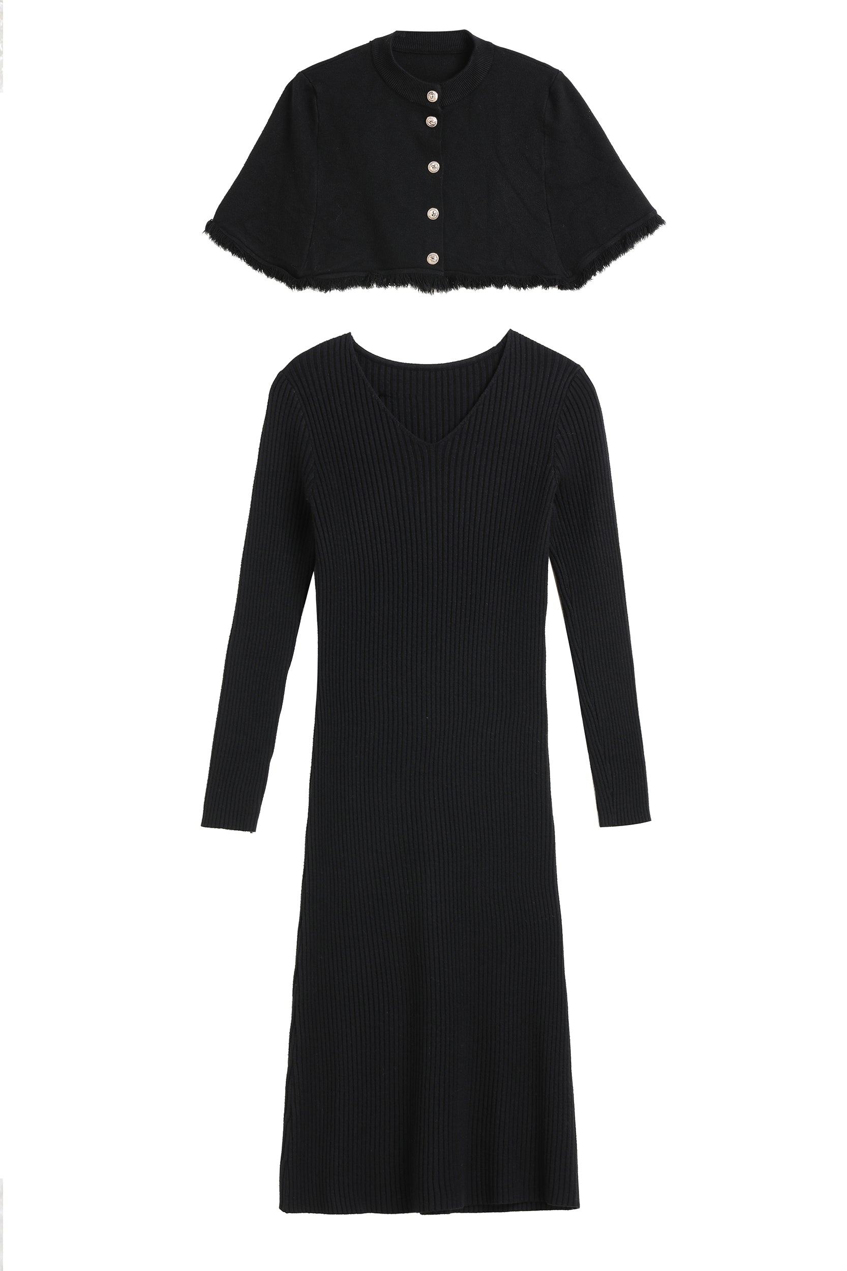 SKYETalullaCapeRibbedKnitDressblack_5