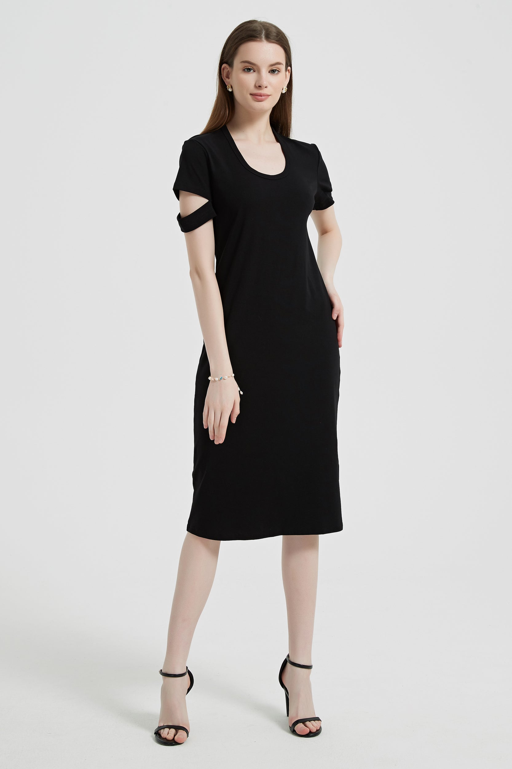 Vega Cotton Cutout Short Sleeve Midi Dress