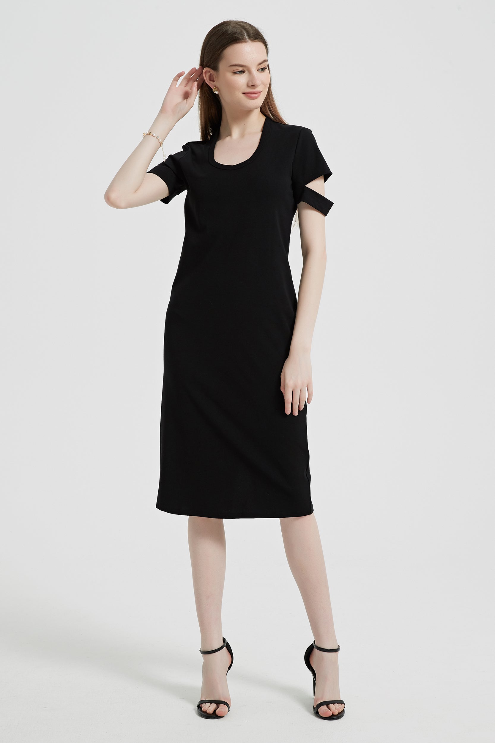 Vega Cotton Cutout Short Sleeve Midi Dress