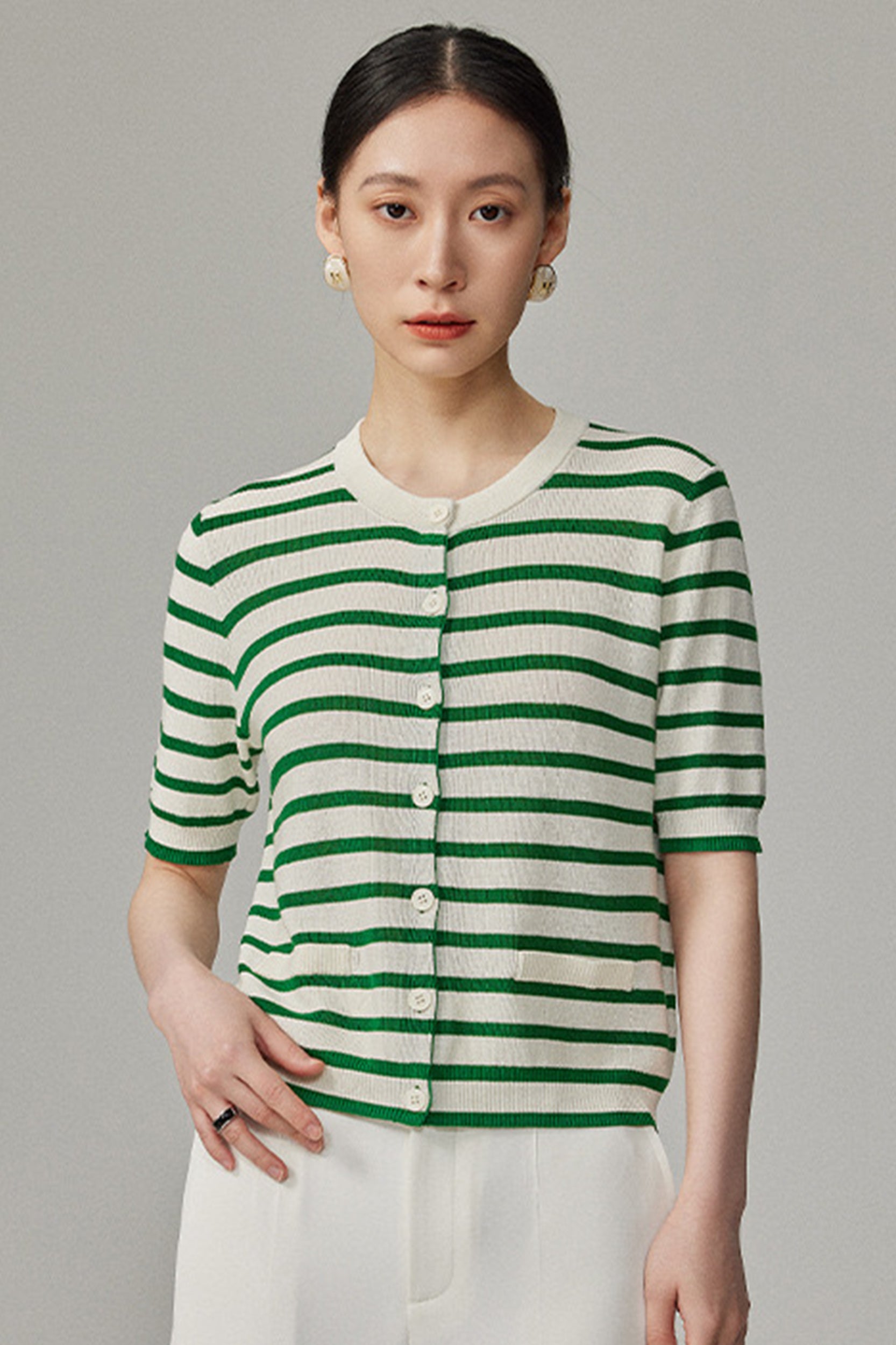 SKYEXenaSilkTENCELStripeCardigan_2
