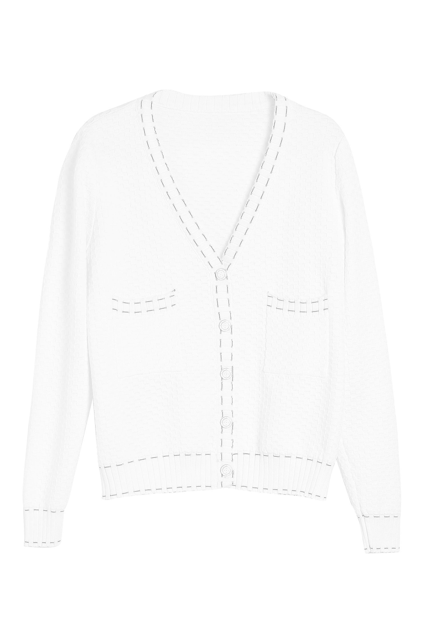 Xenia Contrast Trim Stretch Knit Cardigan