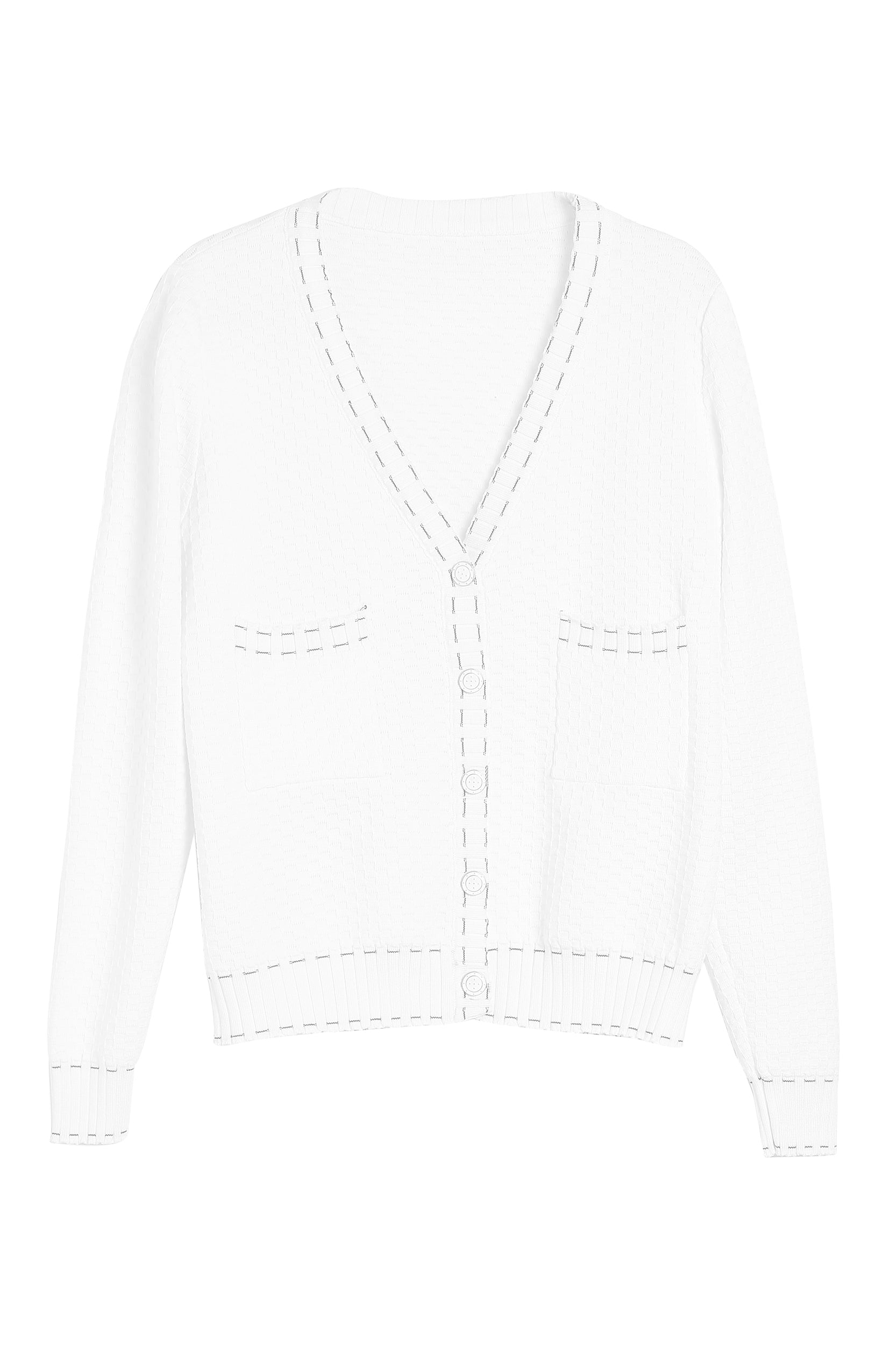 Xenia Contrast Trim Stretch Knit Cardigan