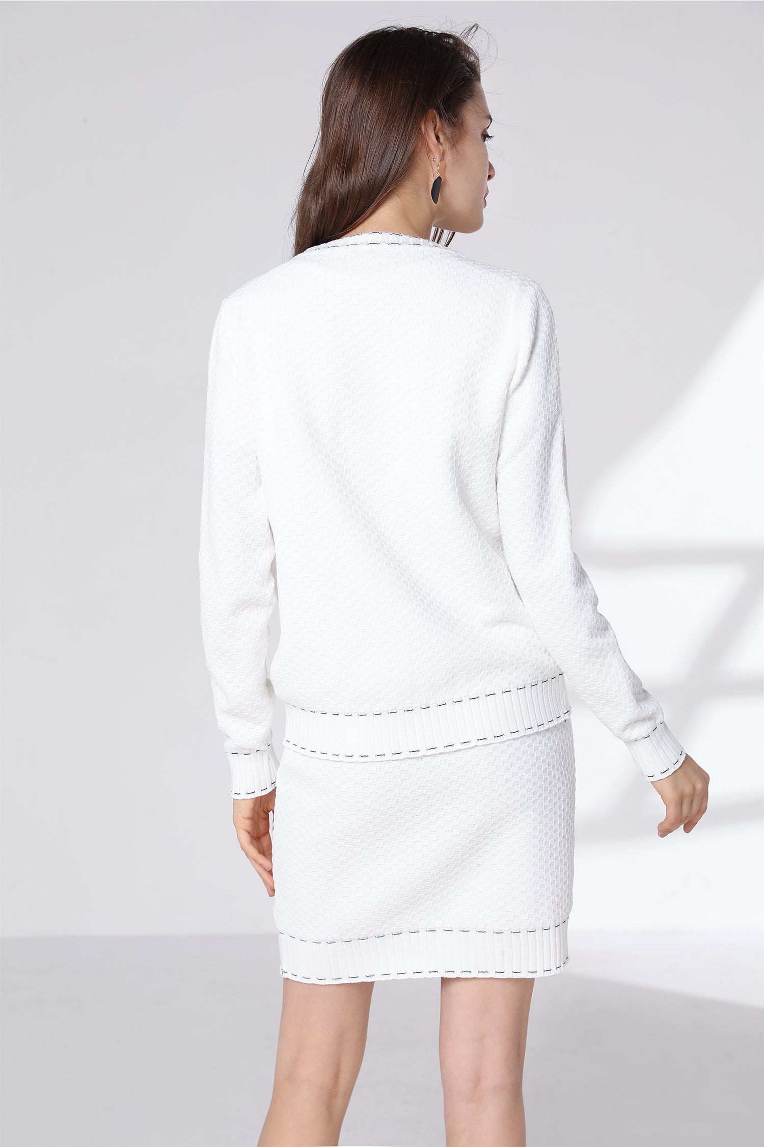 Xenia Contrast Trim Stretch Knit Cardigan