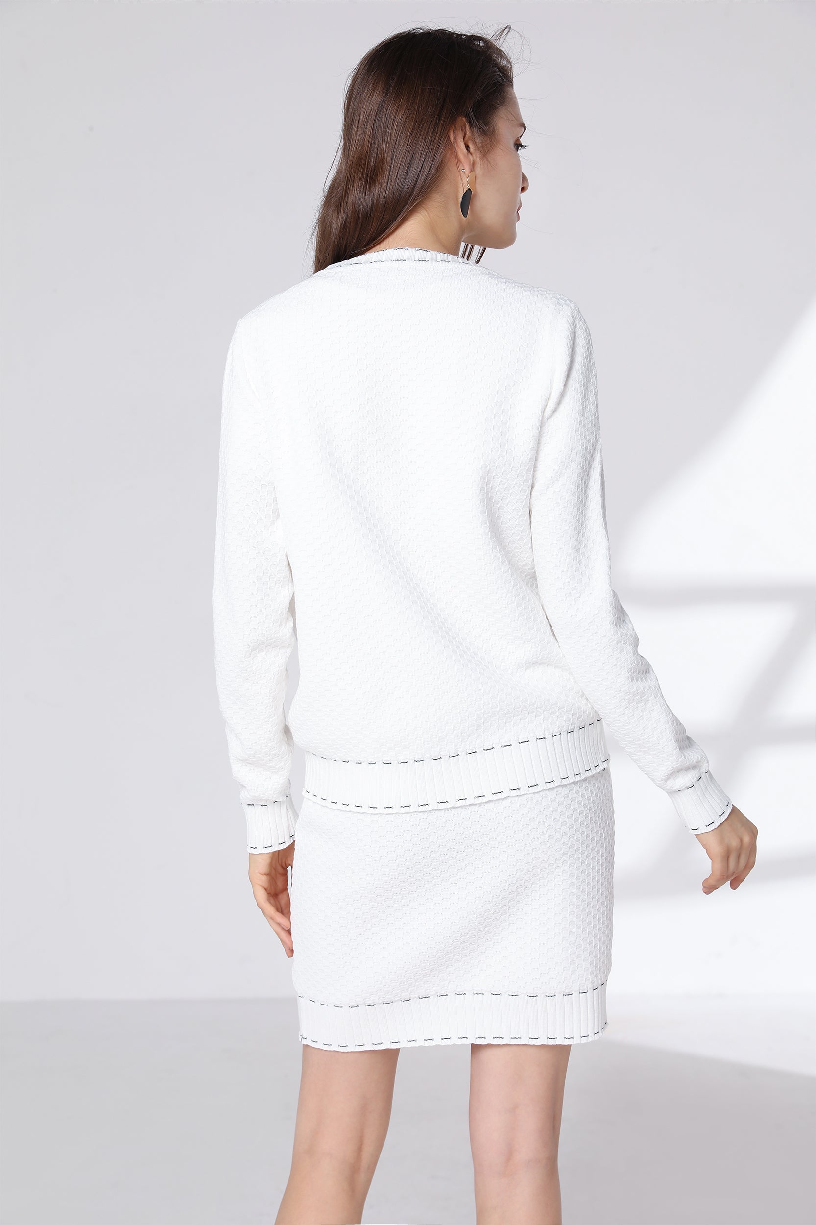 Xenia Contrast Trim Stretch Knit Cardigan