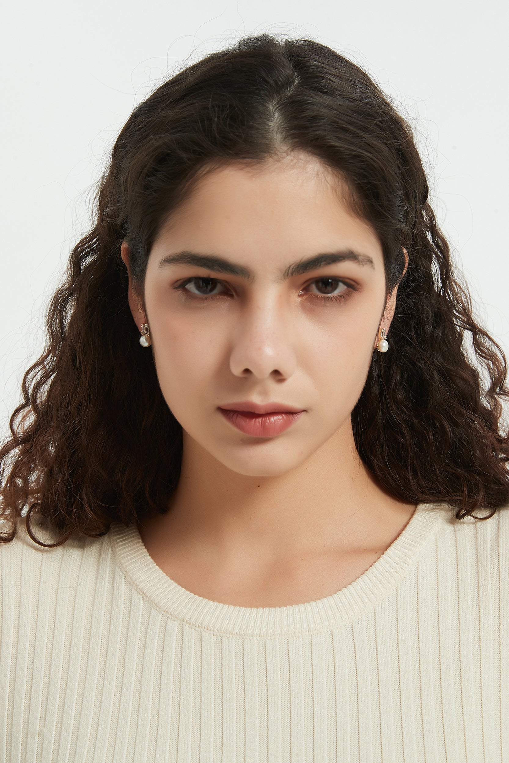Yvette Cubic Zirconia Baguette Pearl Earrings
