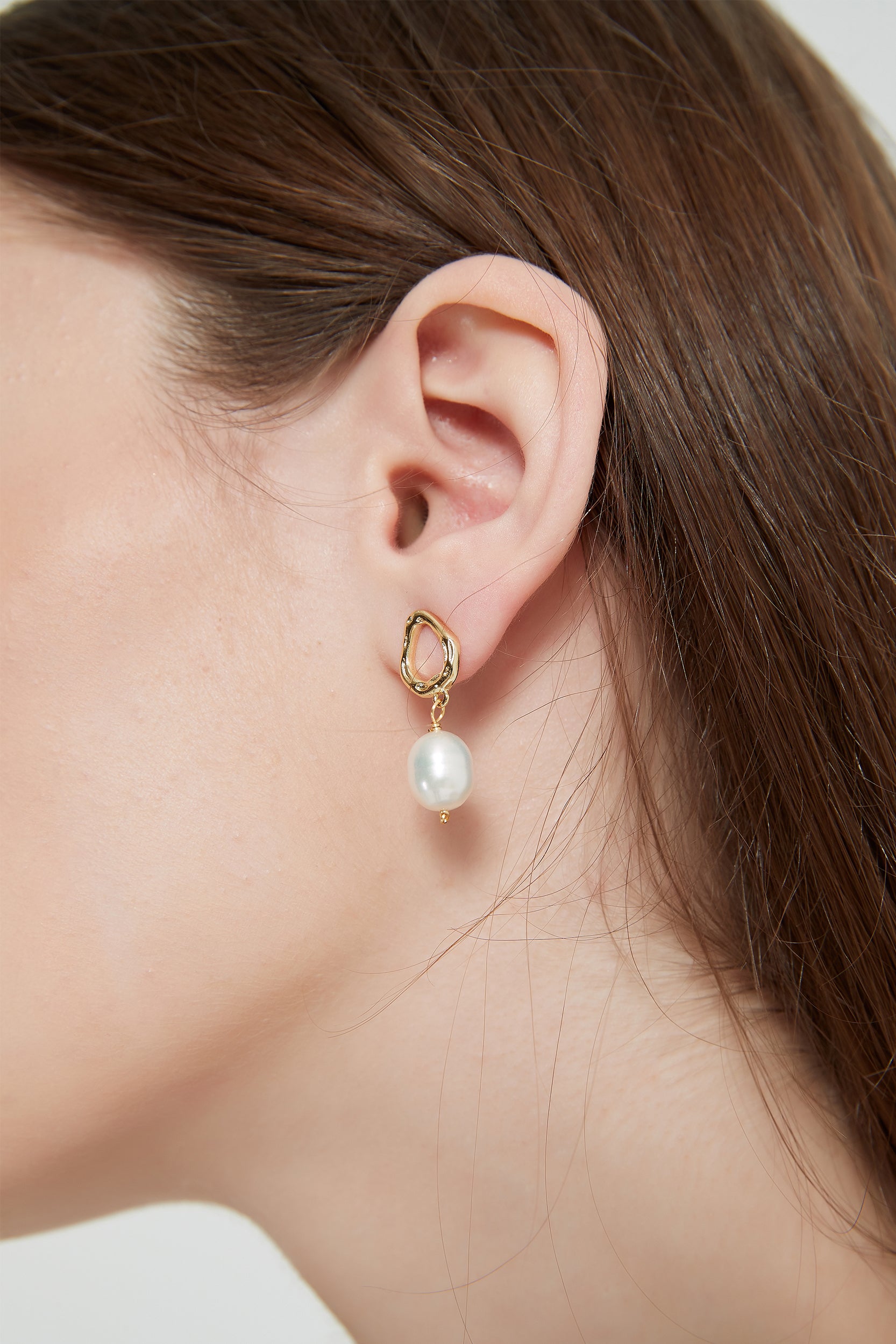 Zephyrine 18K Gold-Filled Hoop Pearl Drop Earrings