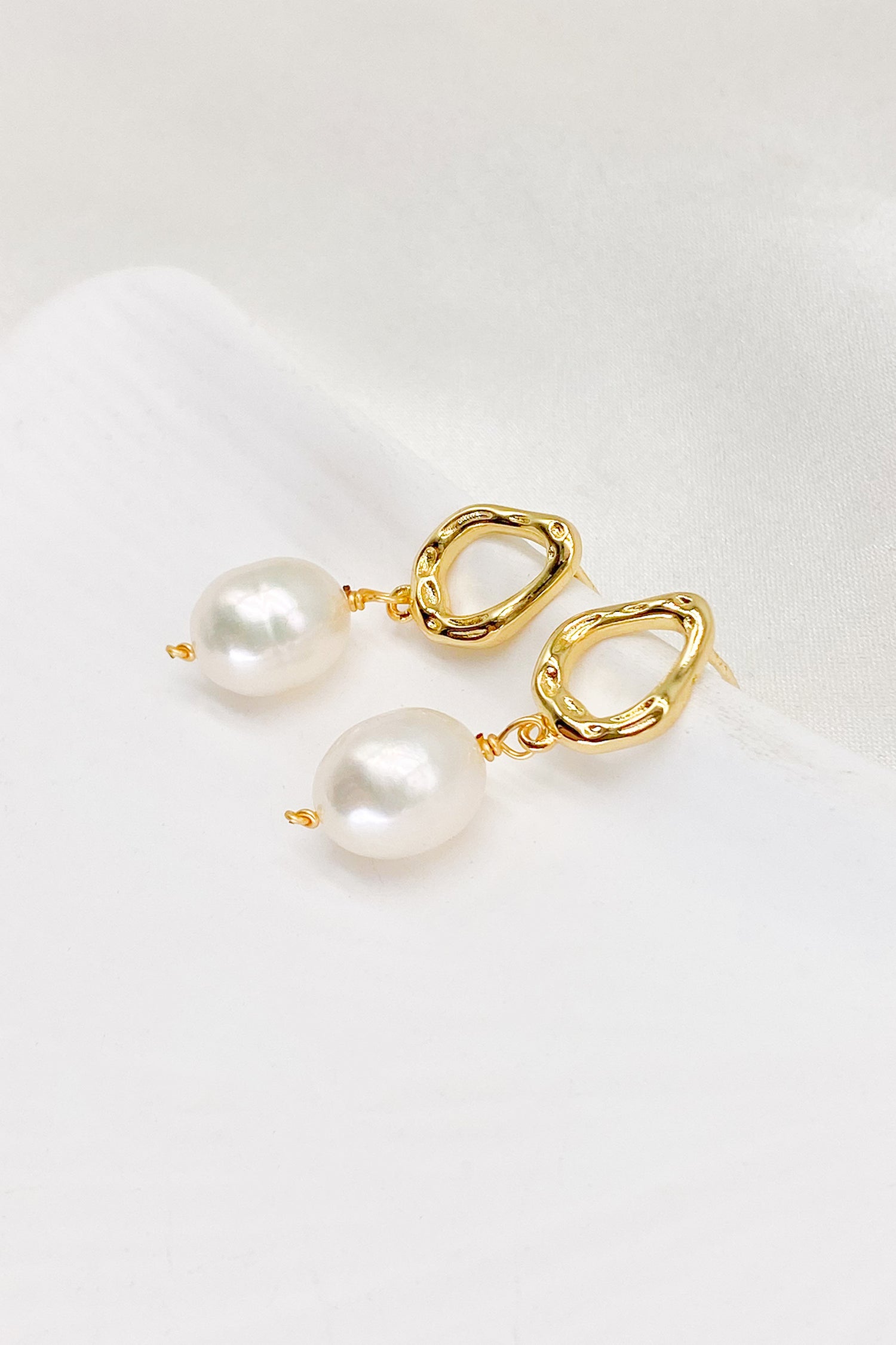 Zephyrine 18K Gold-Filled Hoop Pearl Drop Earrings