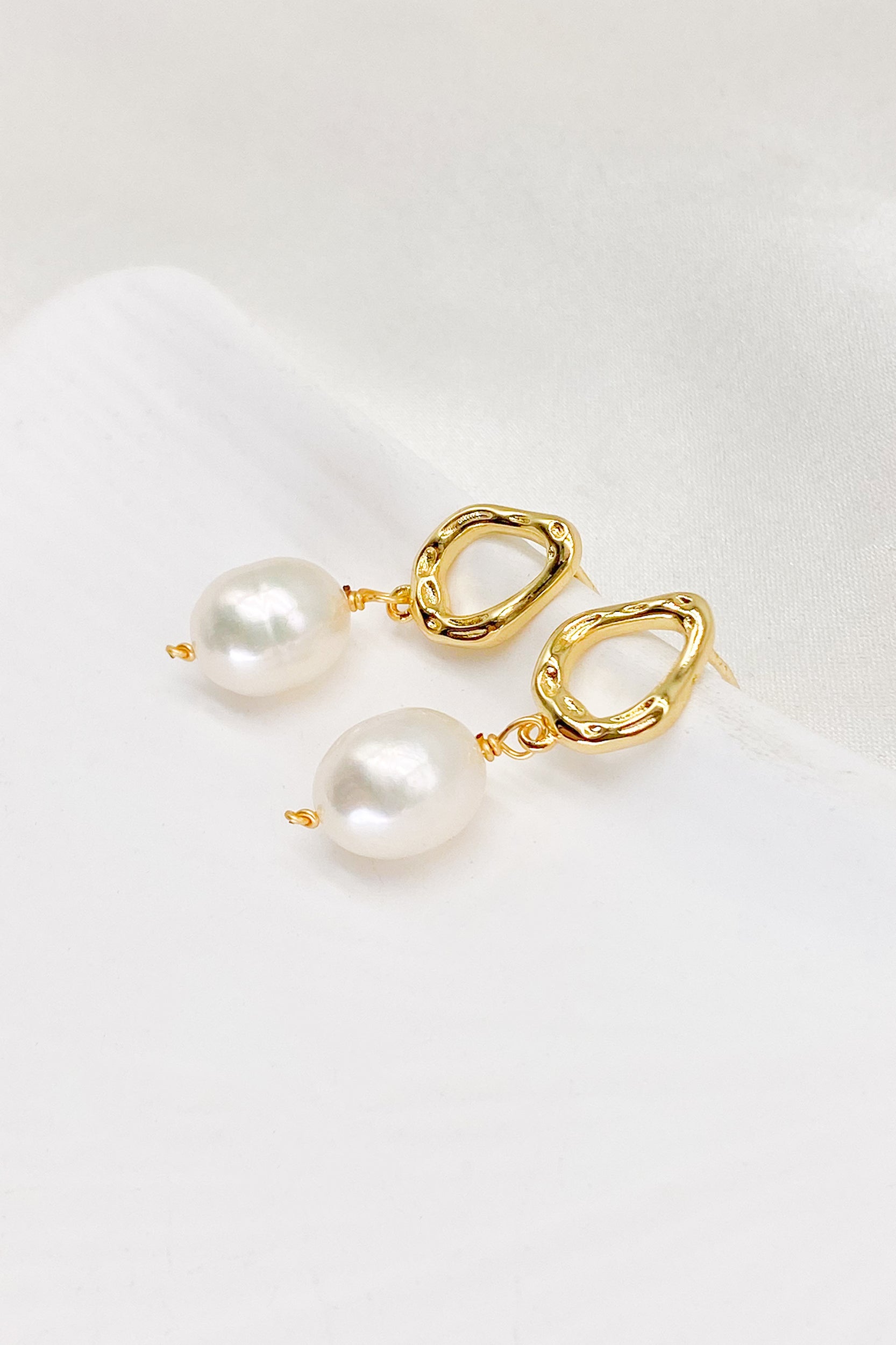 Zephyrine 18K Gold-Filled Hoop Pearl Drop Earrings