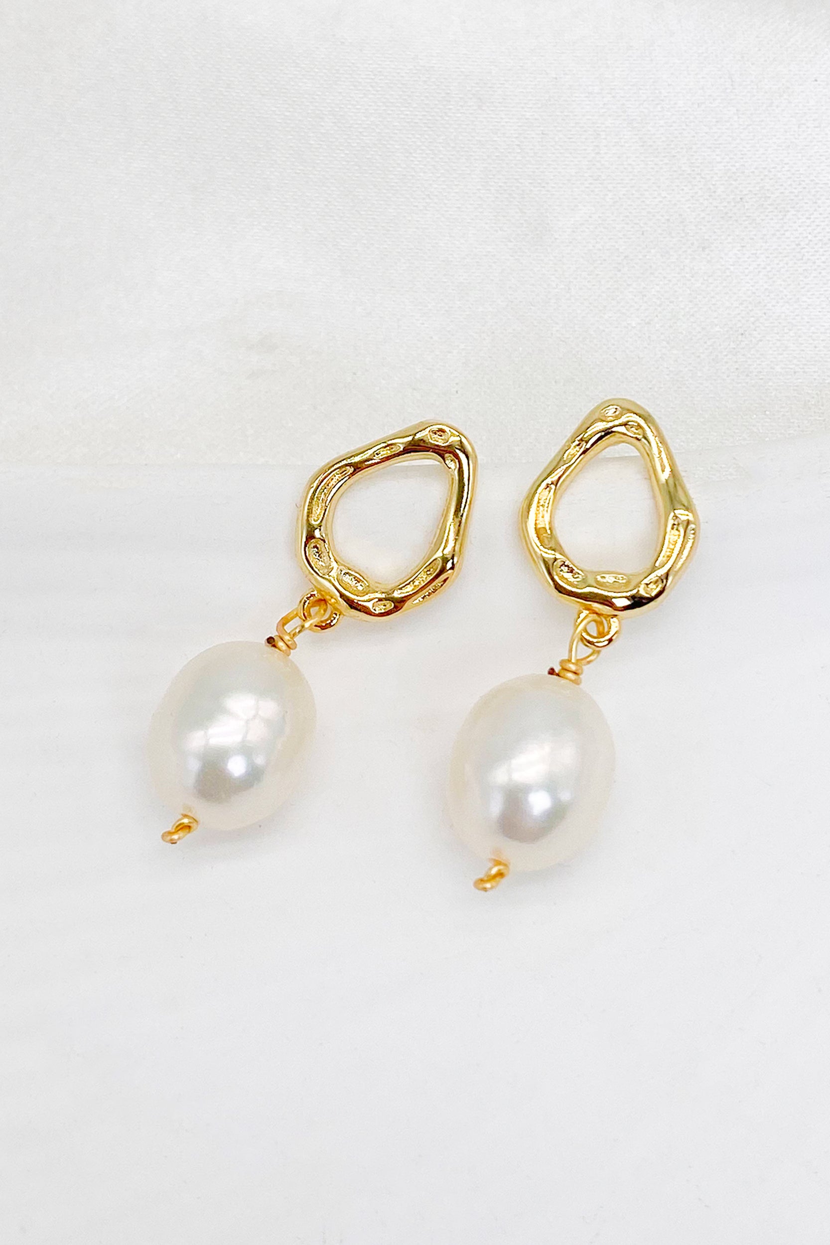 Zephyrine 18K Gold-Filled Hoop Pearl Drop Earrings