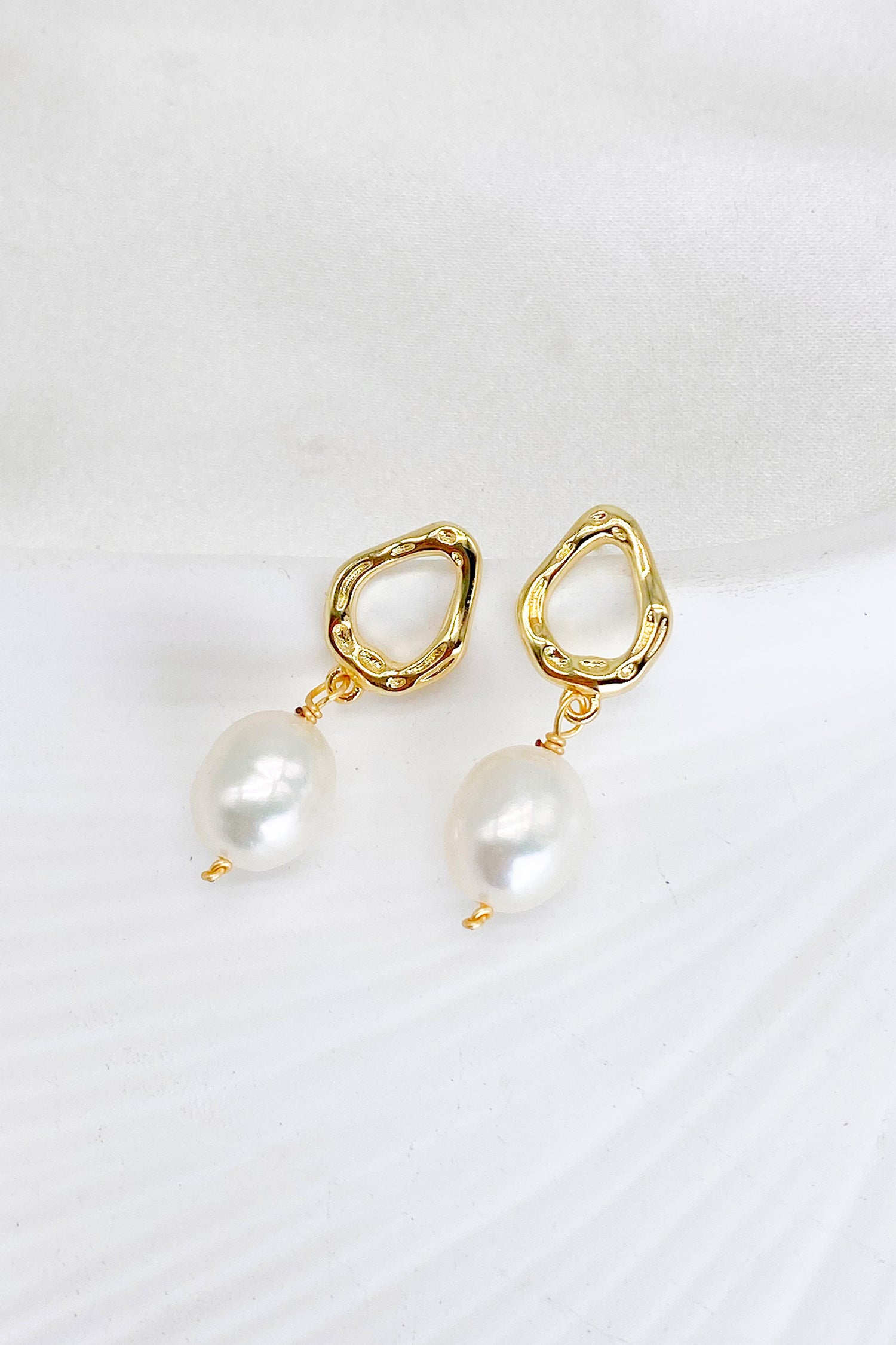 Zephyrine 18K Gold-Filled Hoop Pearl Drop Earrings