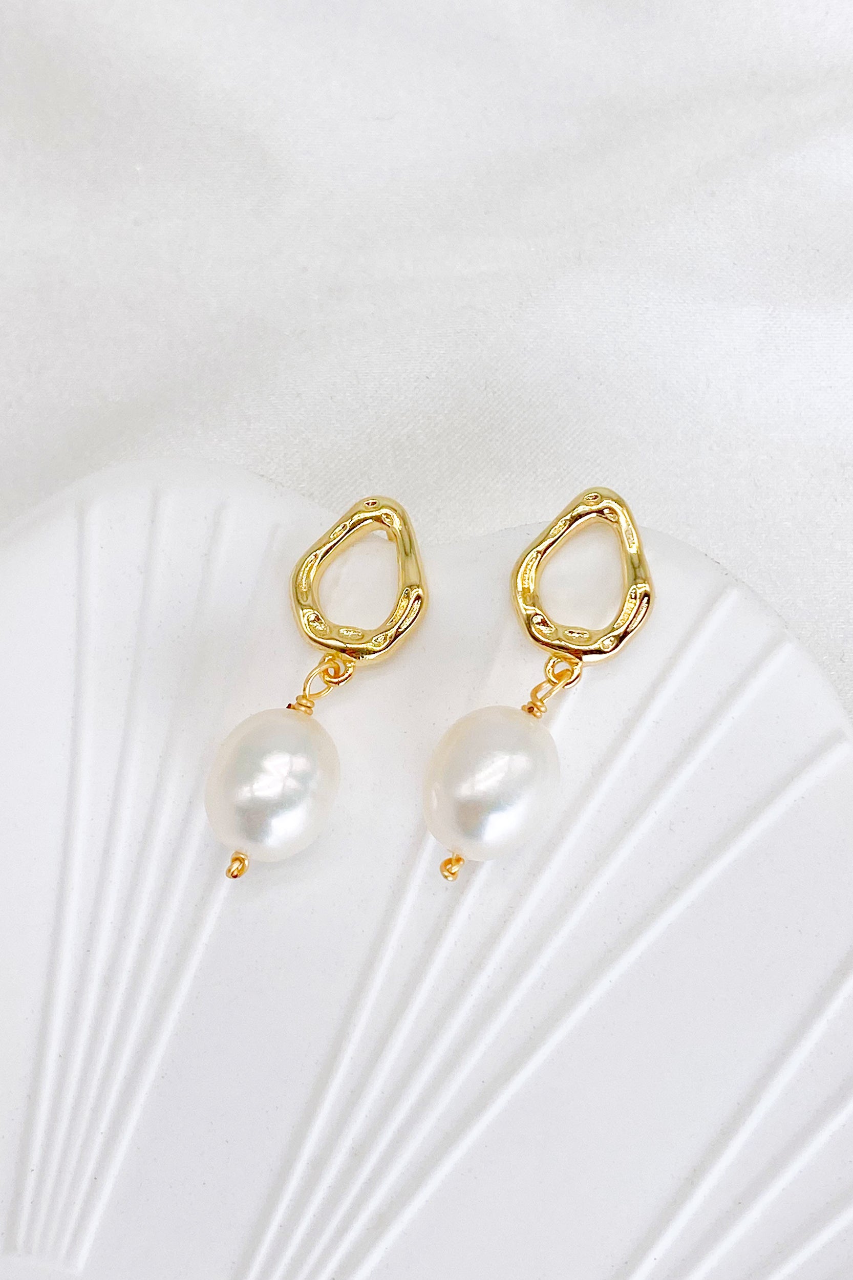Zephyrine 18K Gold-Filled Hoop Pearl Drop Earrings