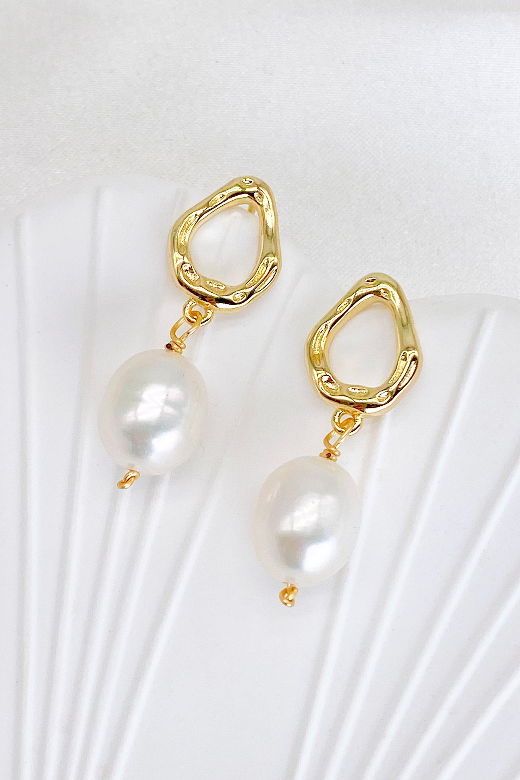 Zephyrine 18K Gold-Filled Hoop Pearl Drop Earrings
