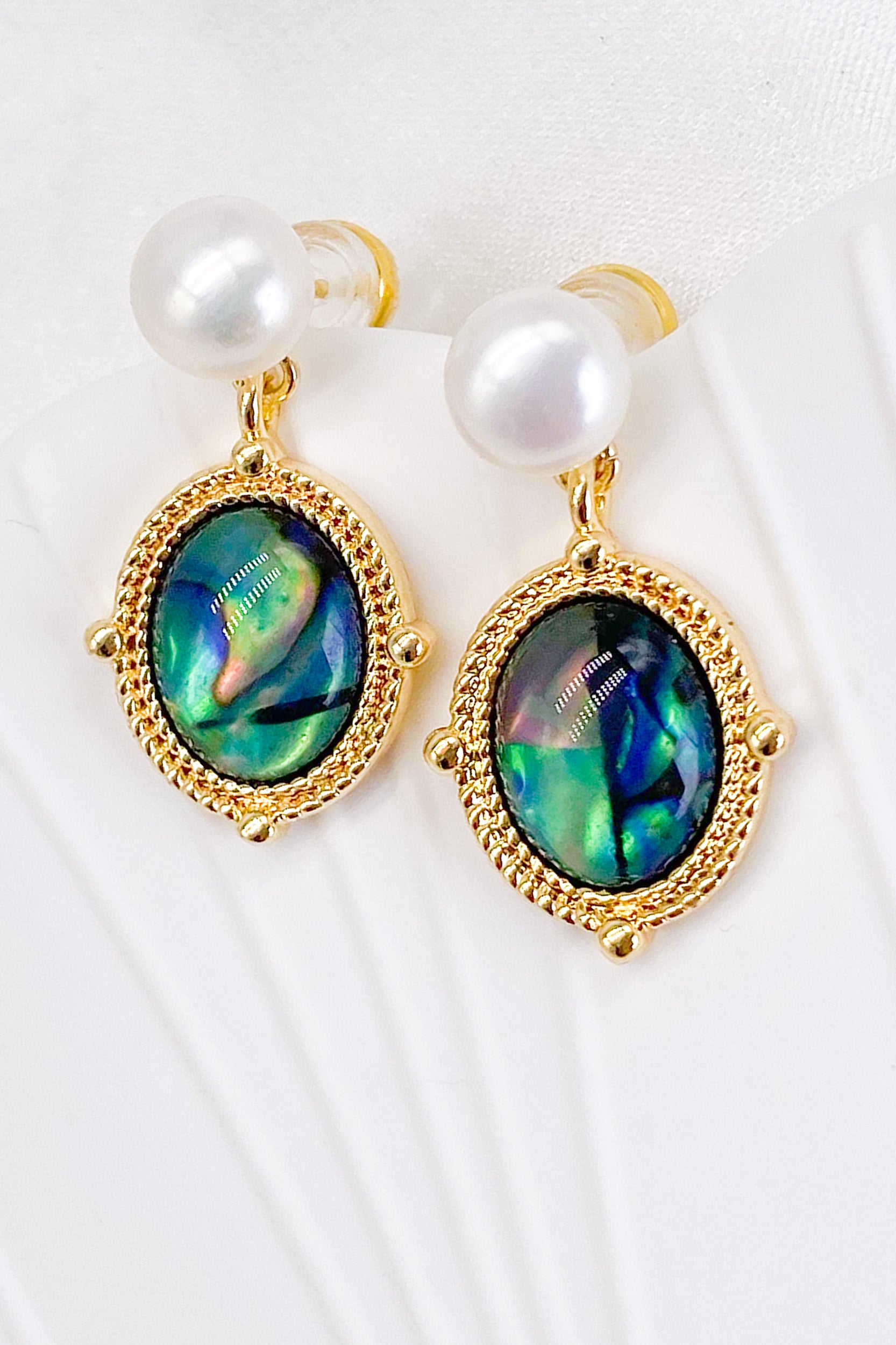 Viola Abalone Pearl Drop Earrings